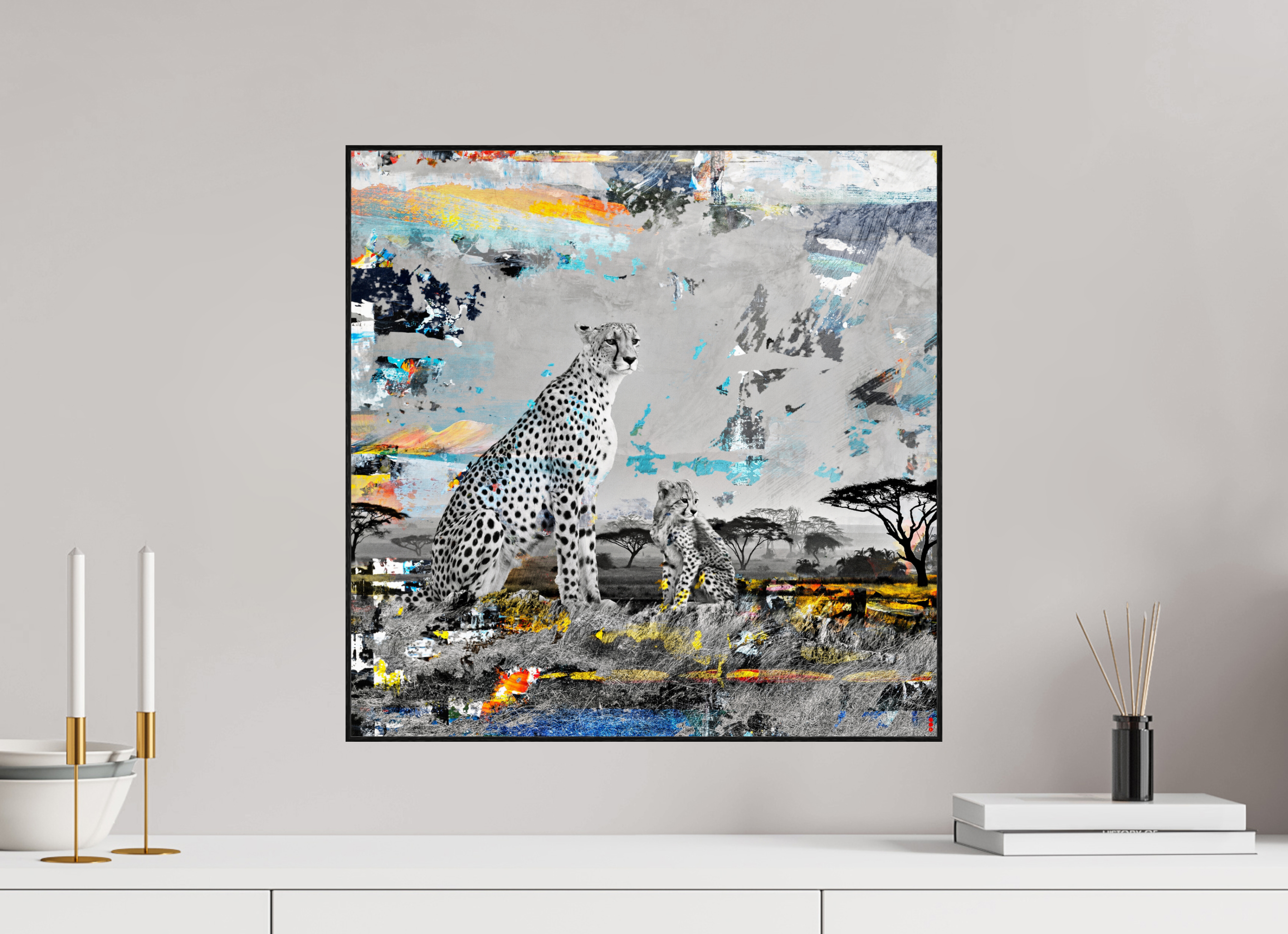 50 x 50 cm, Foto in ArtBox aus Massivholz Eiche schwarz RED³ WC Ladebayo II