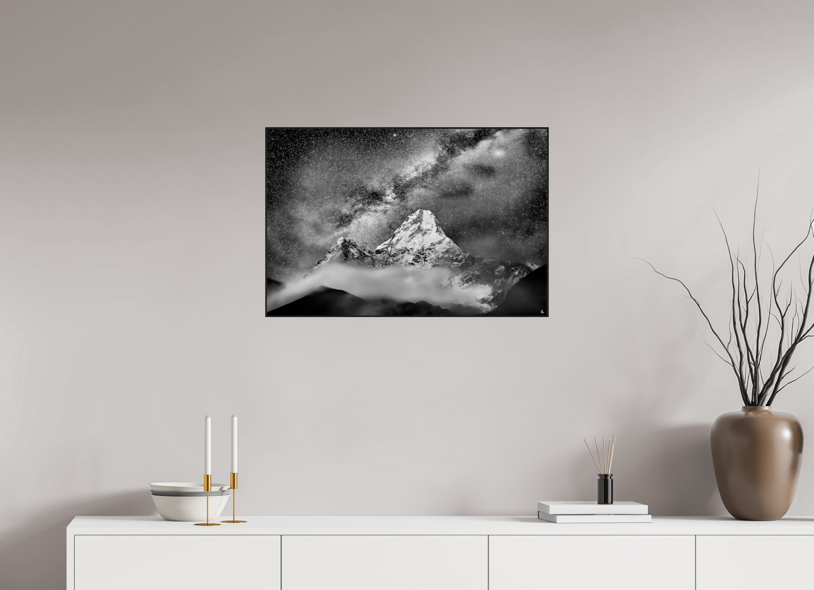 75 x 50 cm, Foto in ArtBox aus Massivholz Eiche schwarz RED³ Sherab I