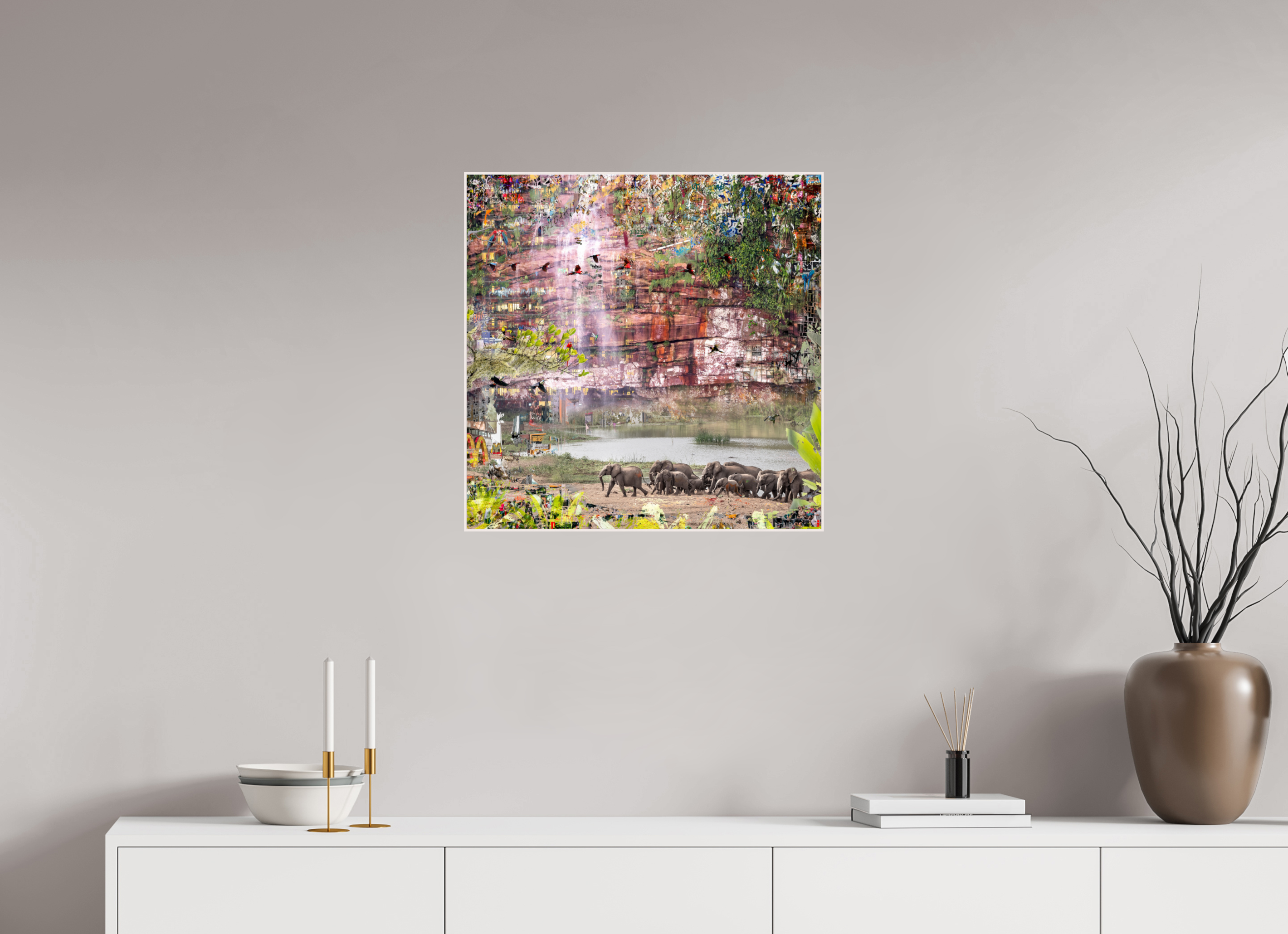 60 x 60 cm, Foto in ArtBox aus Massivholz Ahorn weiß RED³ WC Valdeci II