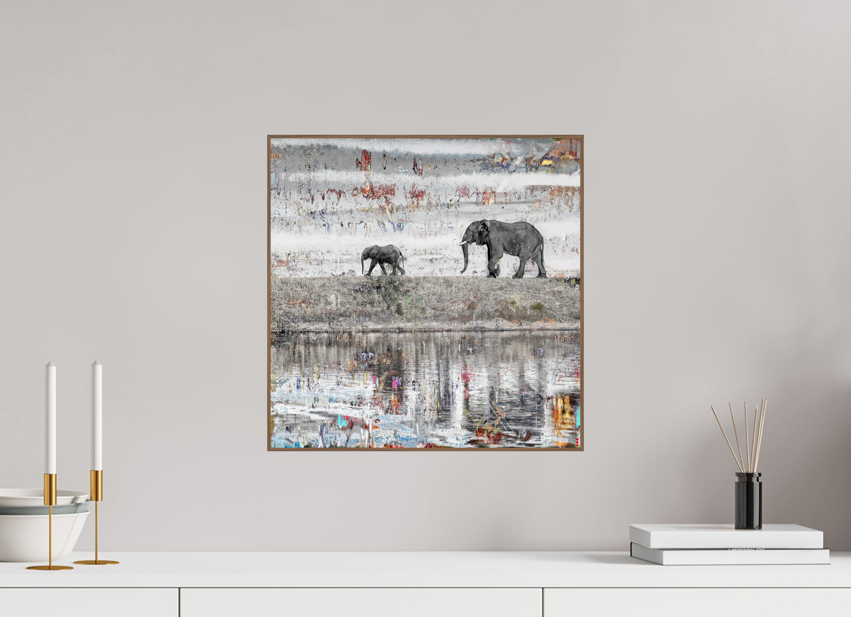 40 x 40 cm, Foto in ArtBox aus Massivholz Nussbaum RED³ WC Akuji II