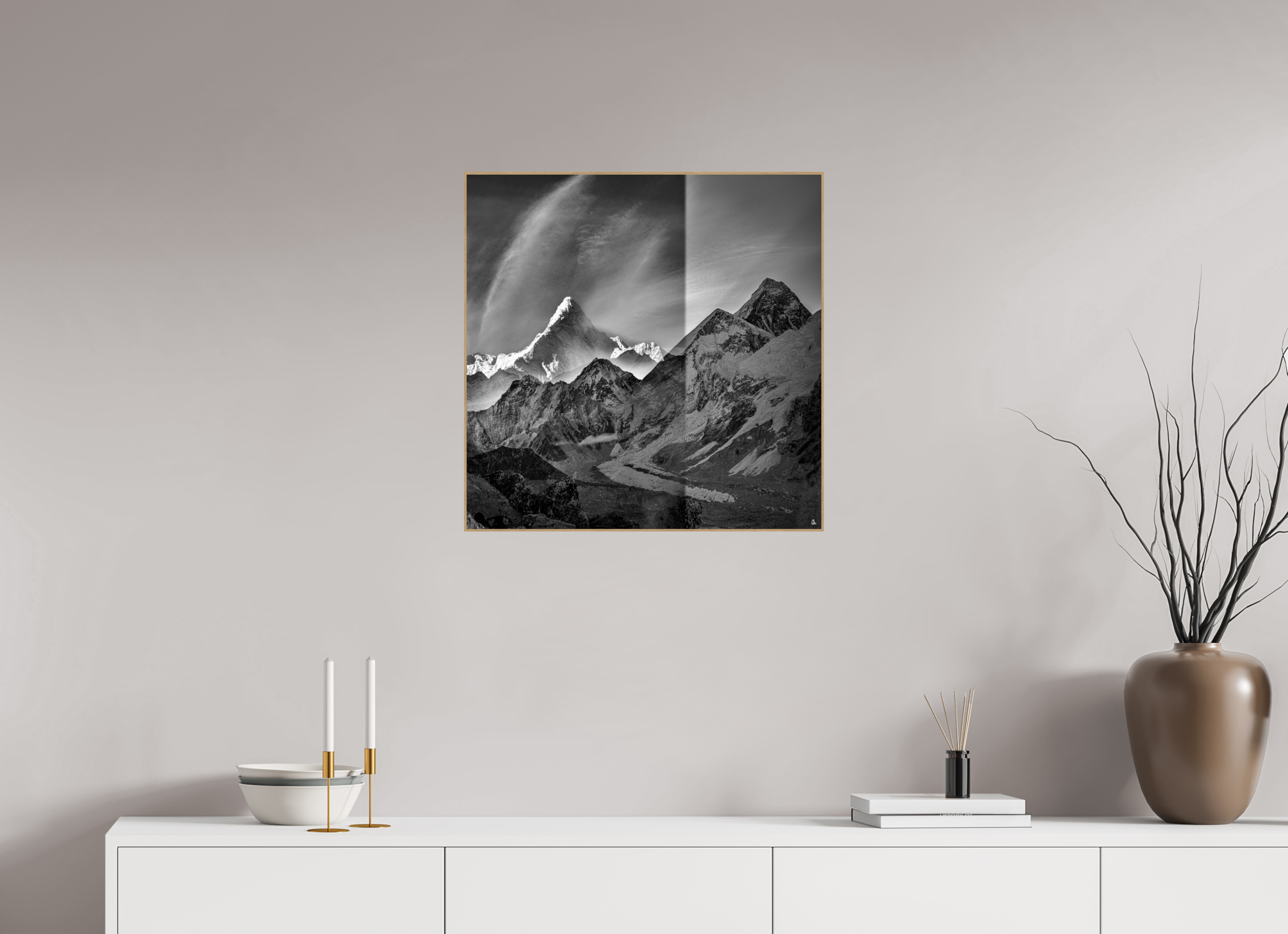 60 x 60 cm, Foto in ArtBox aus Massivholz Eiche natur RED³ Subha II