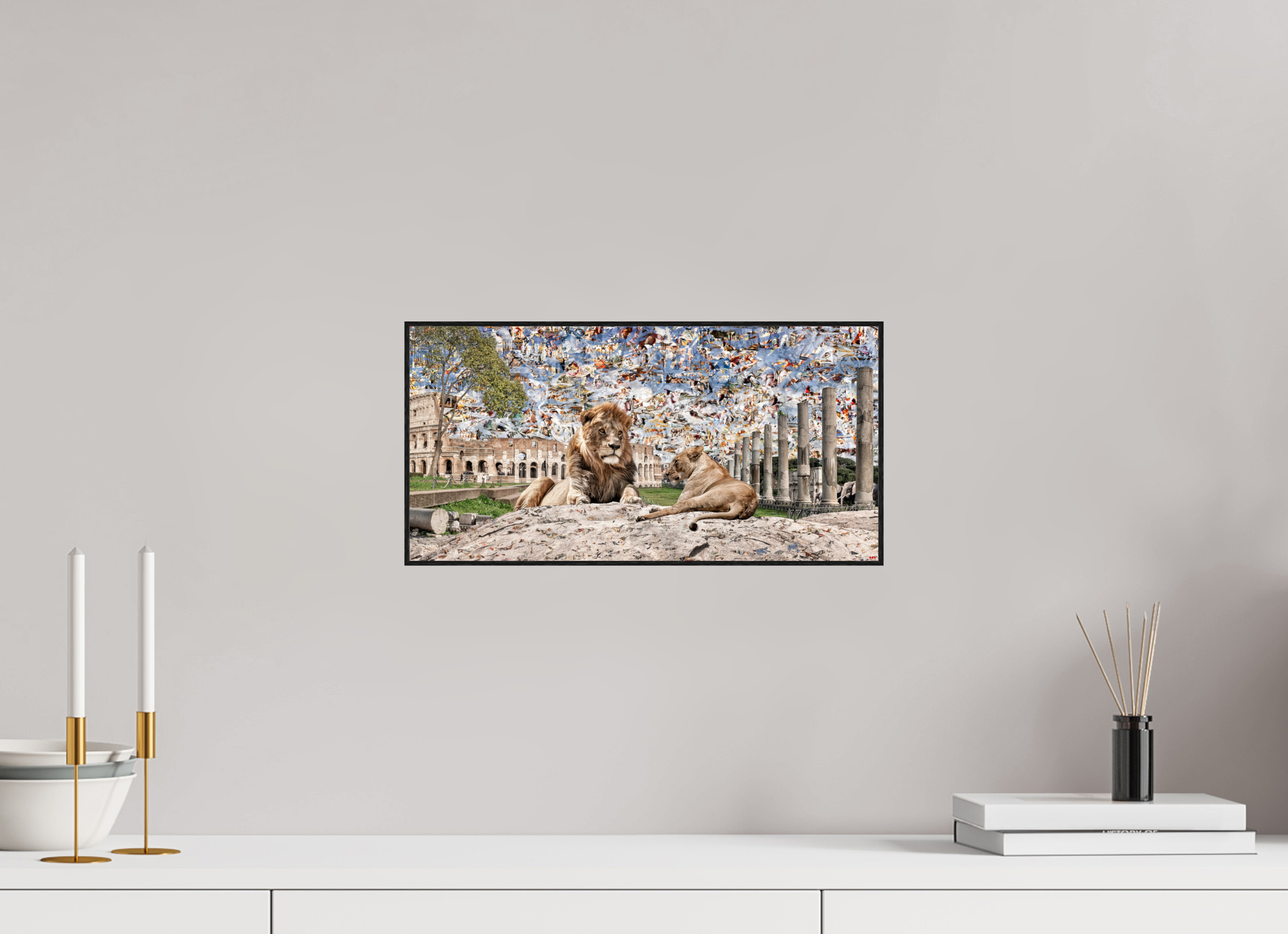 40 x 20 cm, Foto in ArtBox aus Massivholz Eiche schwarz RED³ WC Adjesa V