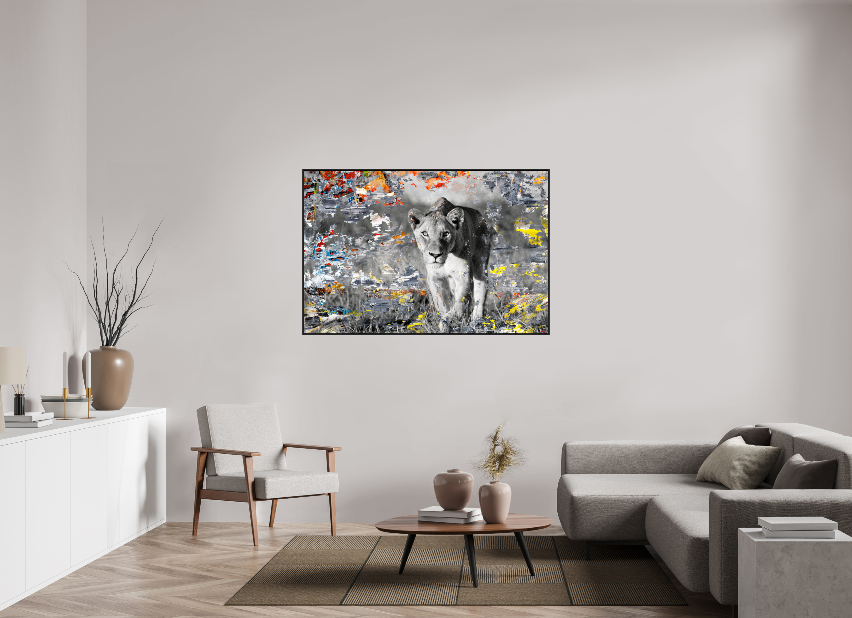 150 x 100 cm, Schattenfugen-Rahmen schwarz & 2mm Acrylglas FA WC Lamaya I