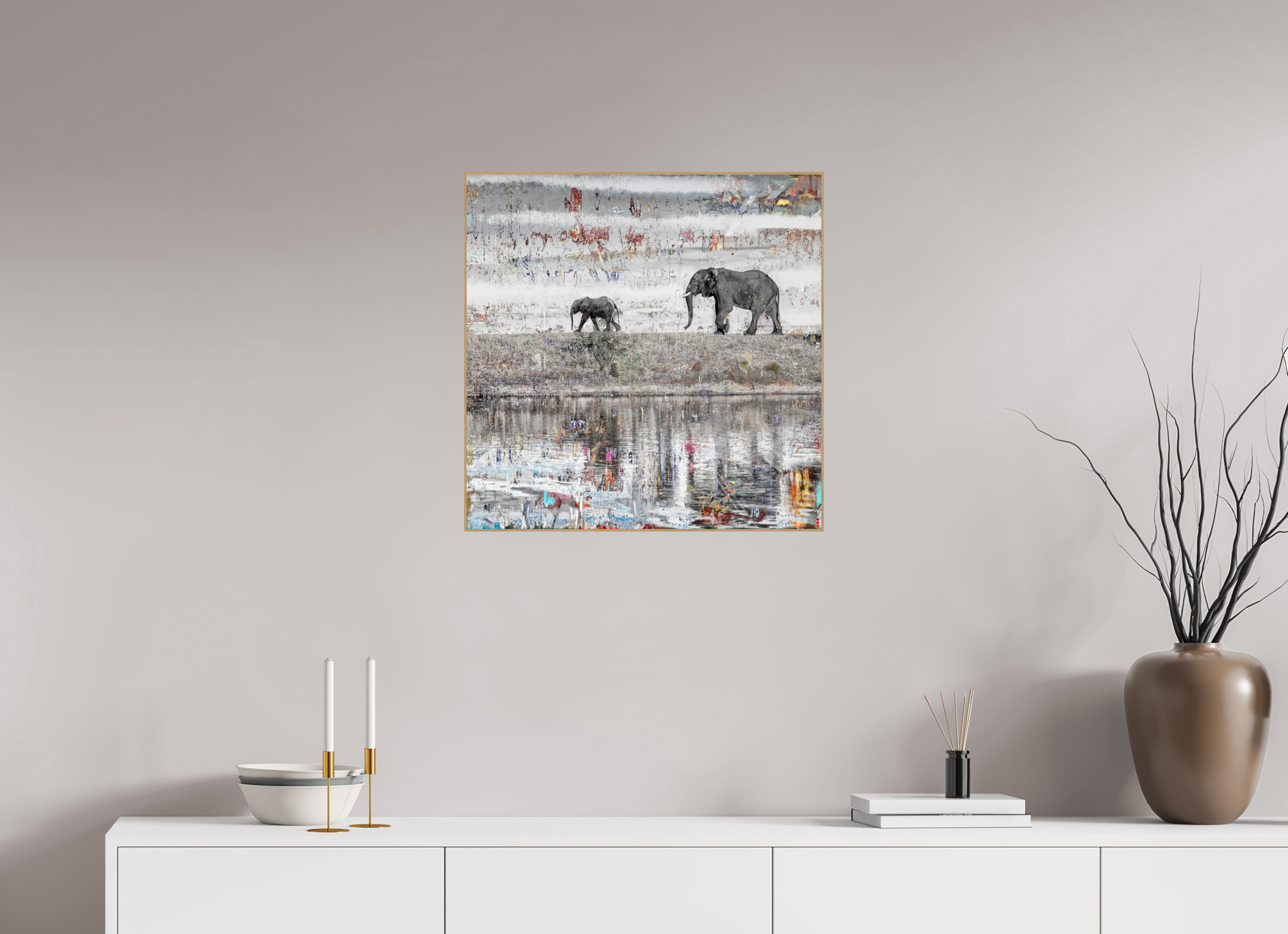 60 x 60 cm, Foto in ArtBox aus Massivholz Eiche natur RED³ WC Akuji II