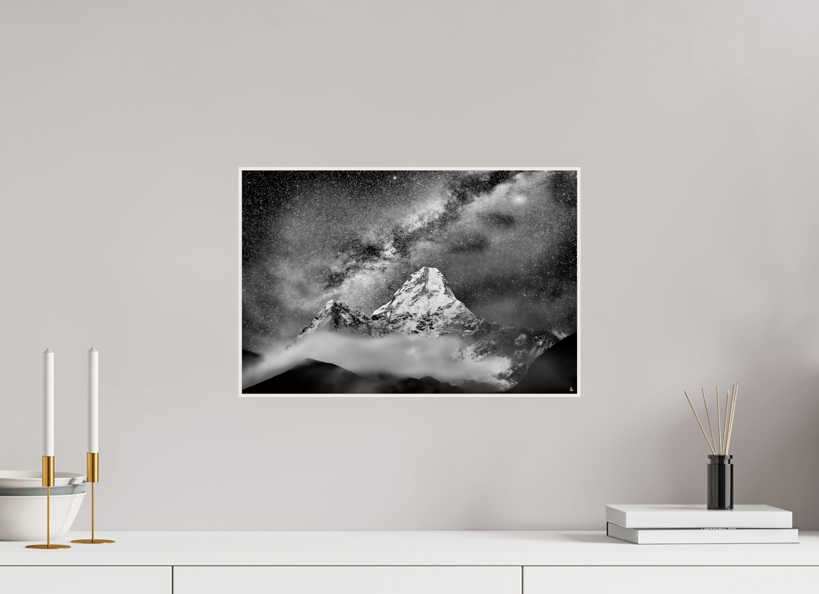 45 x 30 cm, Foto in ArtBox aus Massivholz Ahorn weiß RED³ Sherab I