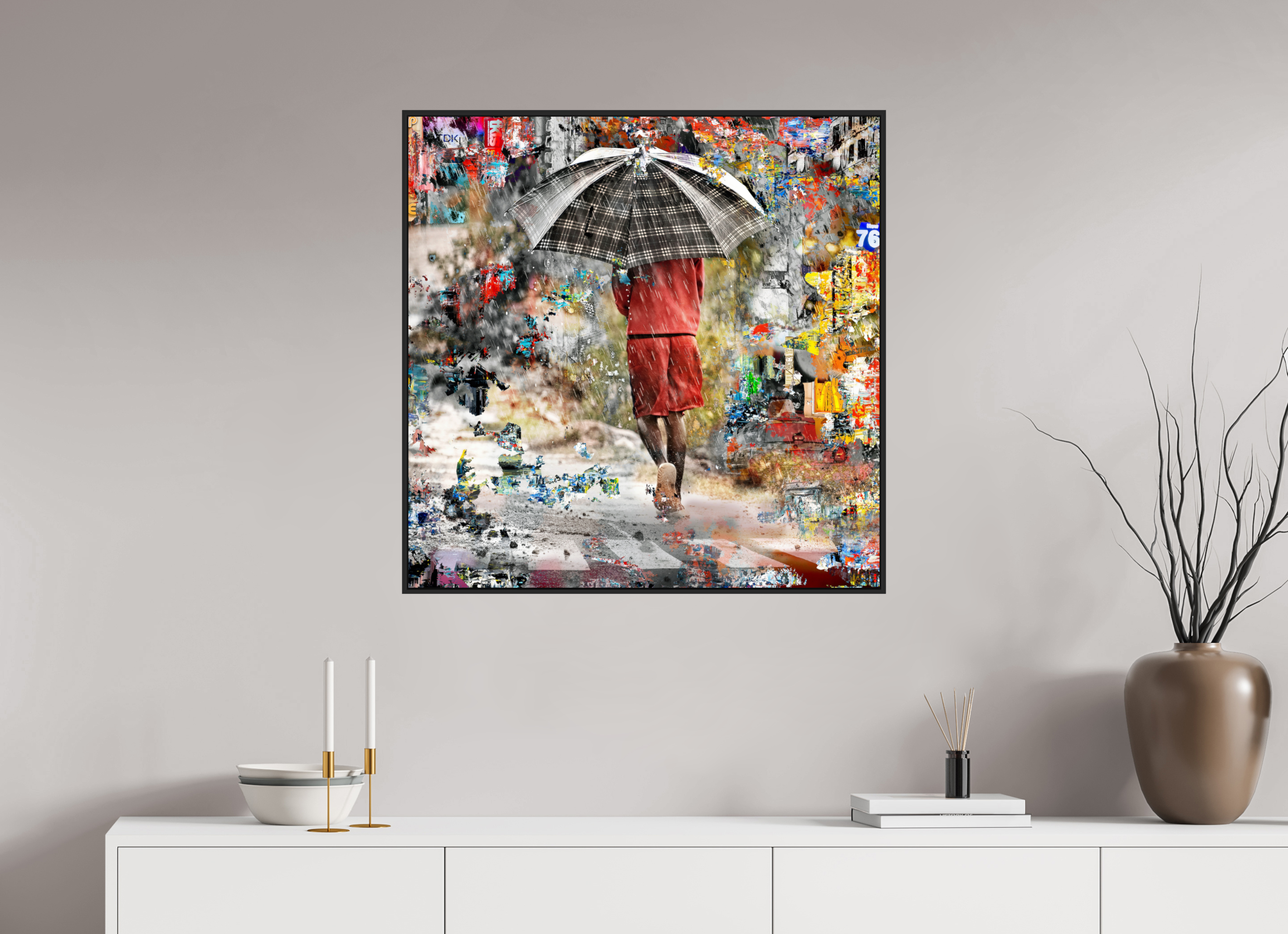 80 x 80 cm, Schattenfugen-Rahmen schwarz & 2mm Acrylglas FA HP Wash II