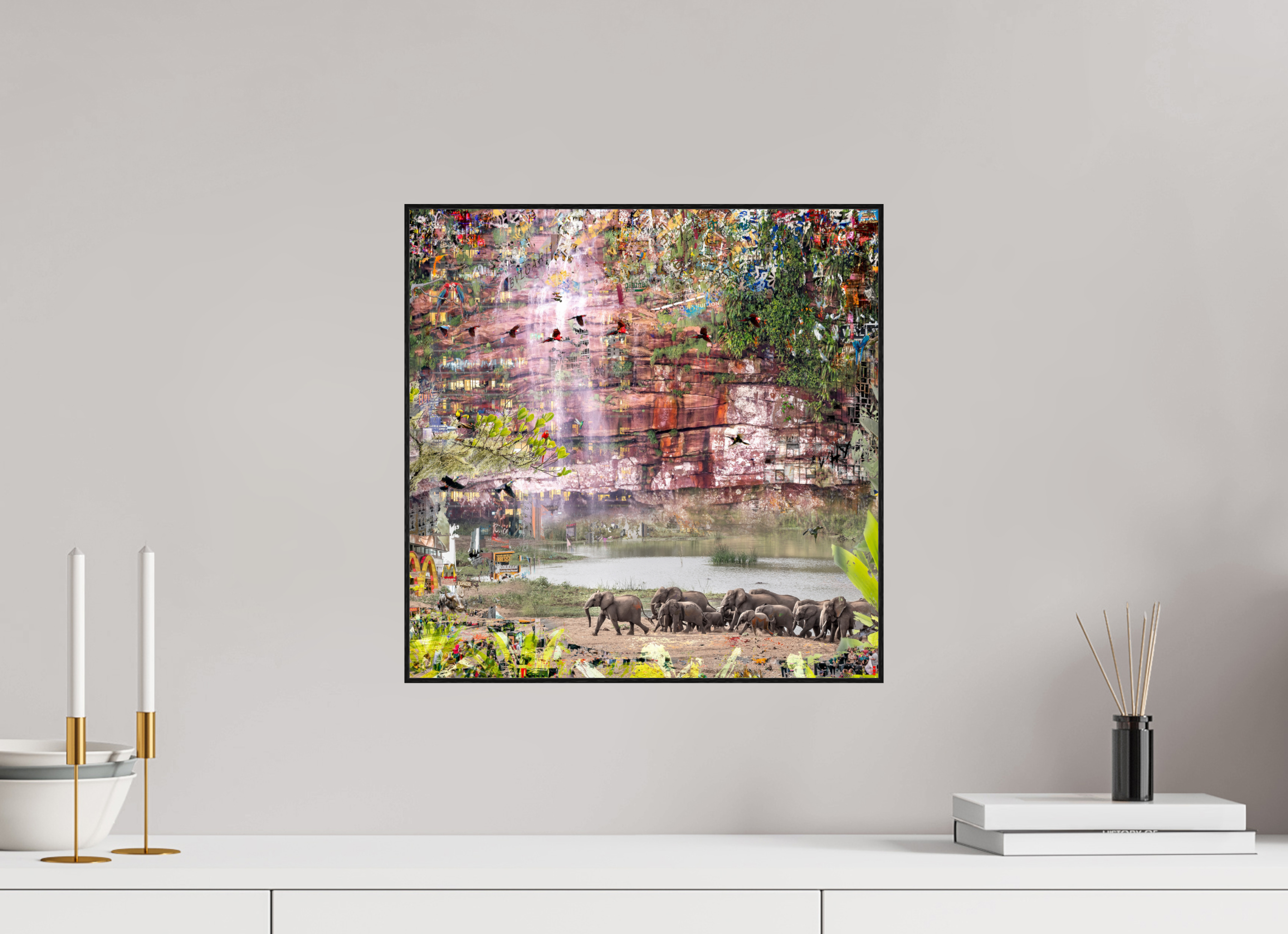 40 x 40 cm, Foto in ArtBox aus Massivholz Eiche schwarz RED³ WC Valdeci II