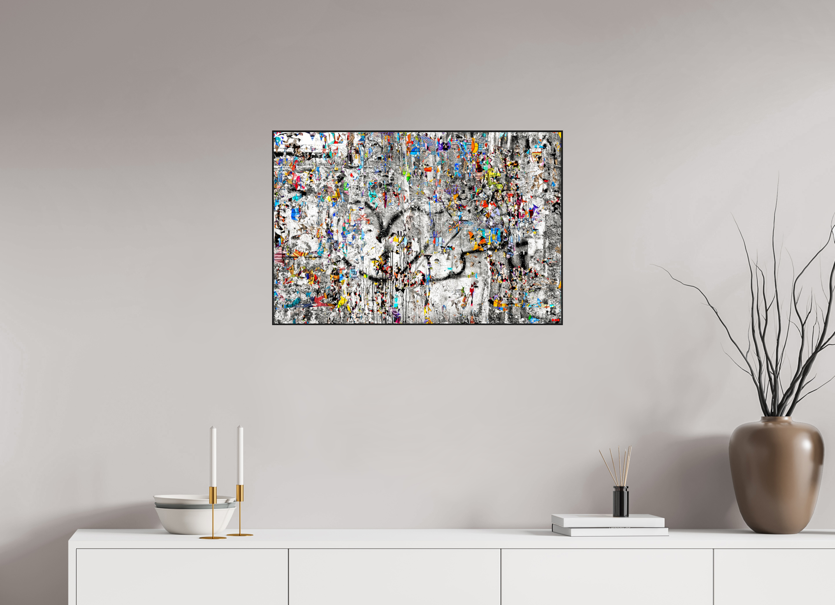 75 x 50 cm, Foto in ArtBox aus Massivholz Eiche schwarz RED³ SCSI Mu&