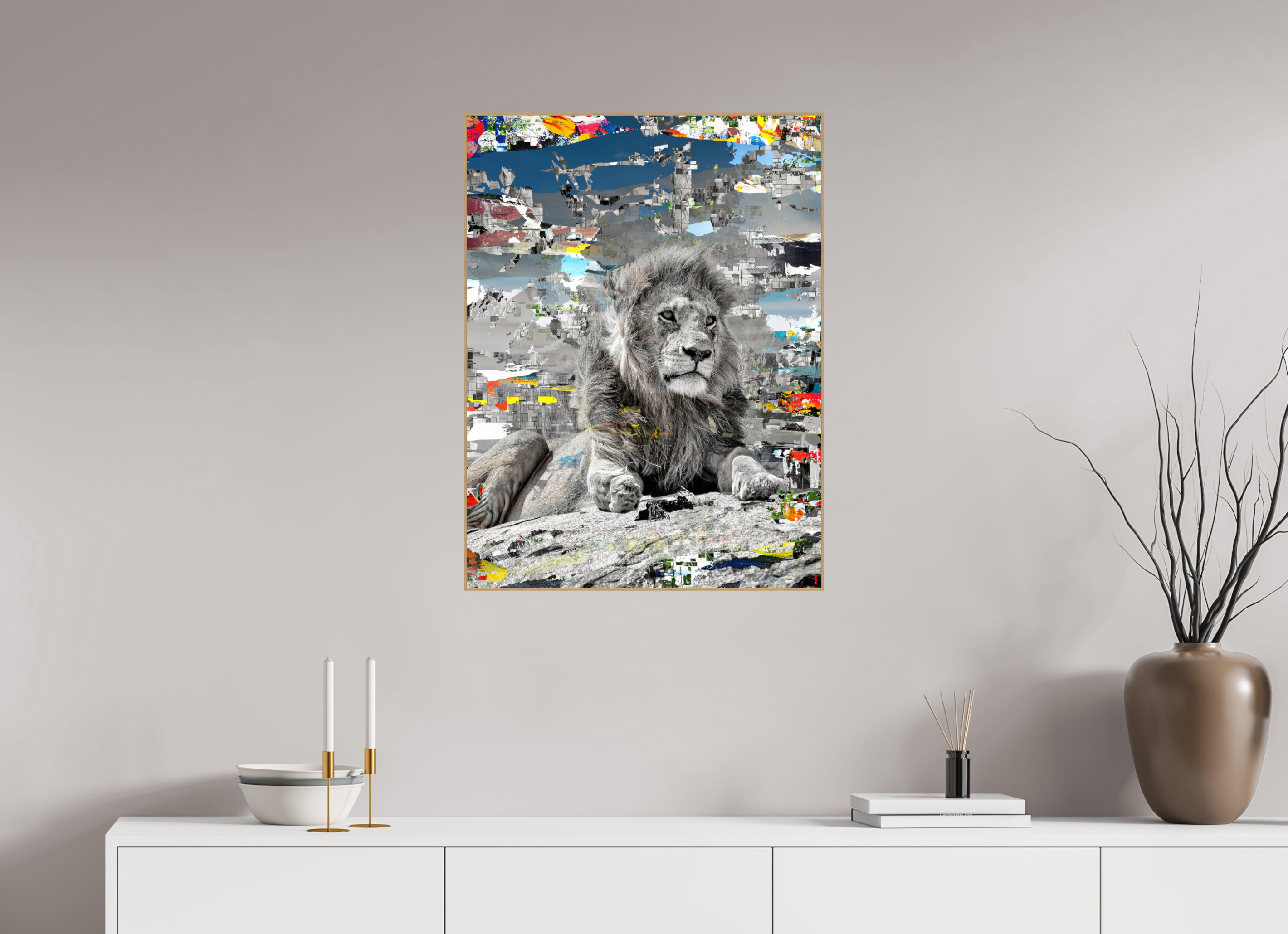 60 x 80 cm, Foto in ArtBox aus Massivholz Eiche natur RED³ WC Jabari III