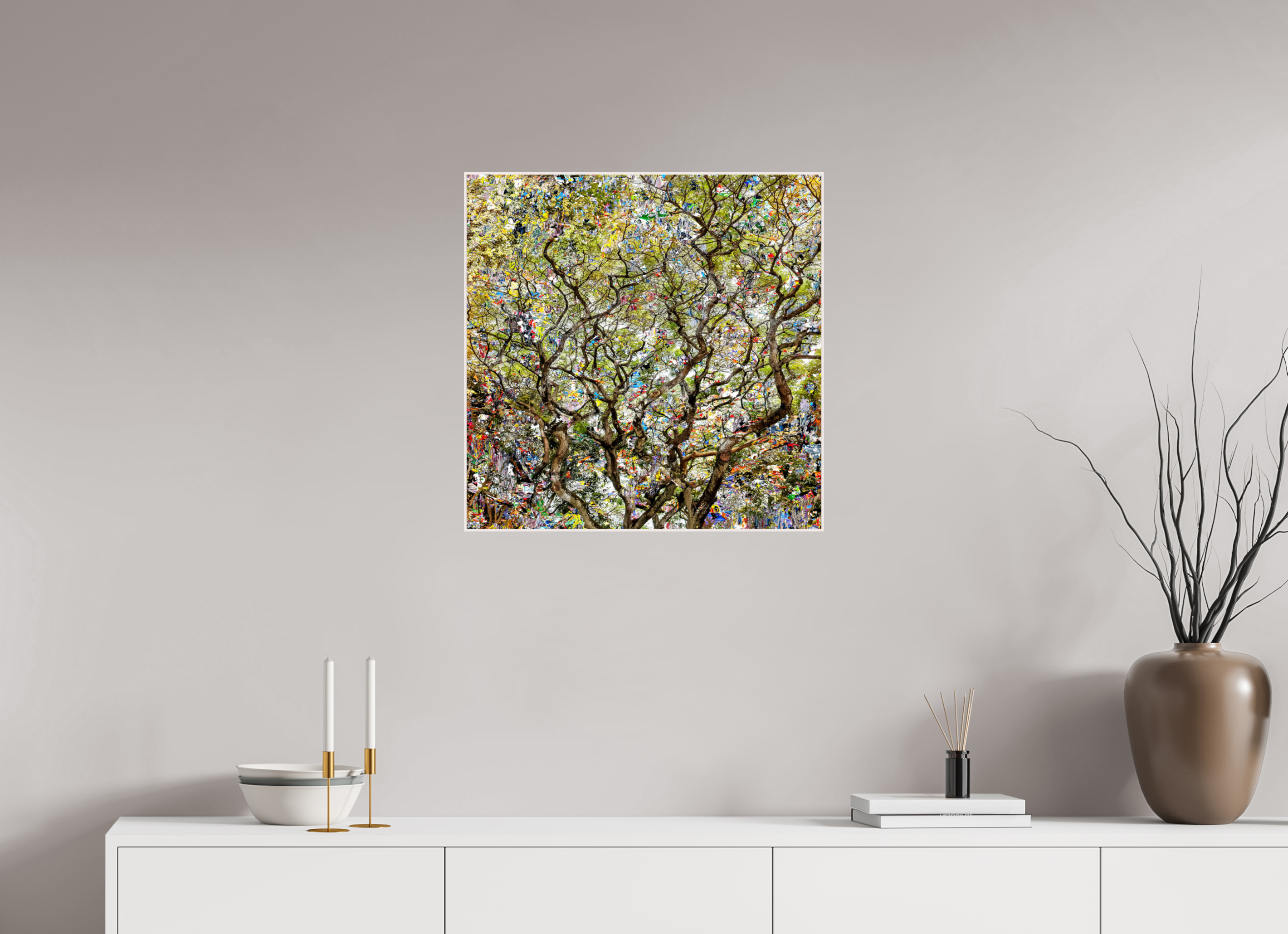 60 x 60 cm, Foto in ArtBox aus Massivholz Ahorn weiß RED³ HP Shakini II