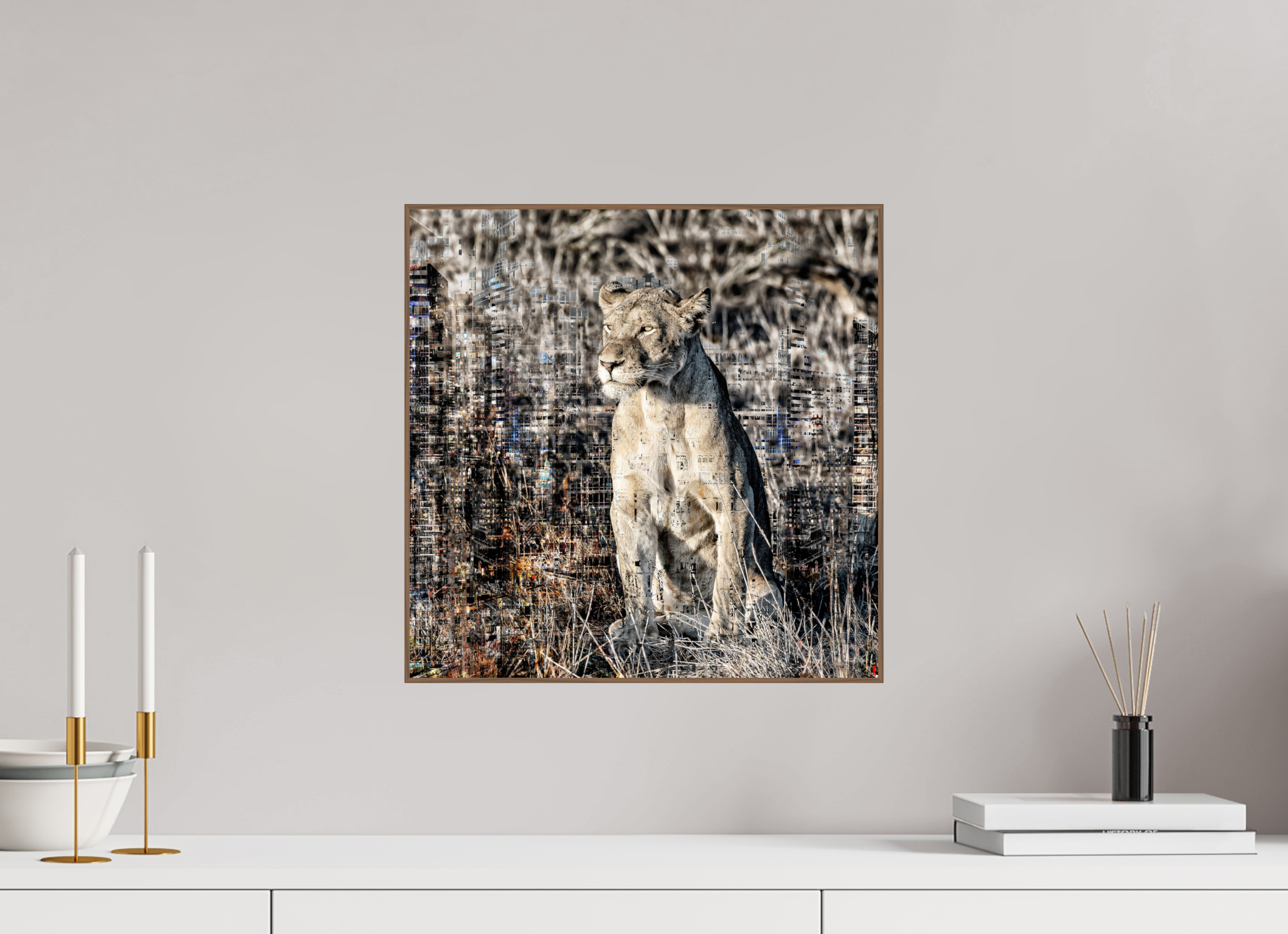 40 x 40 cm, Foto in ArtBox aus Massivholz Nussbaum RED³ WC Adwoa II