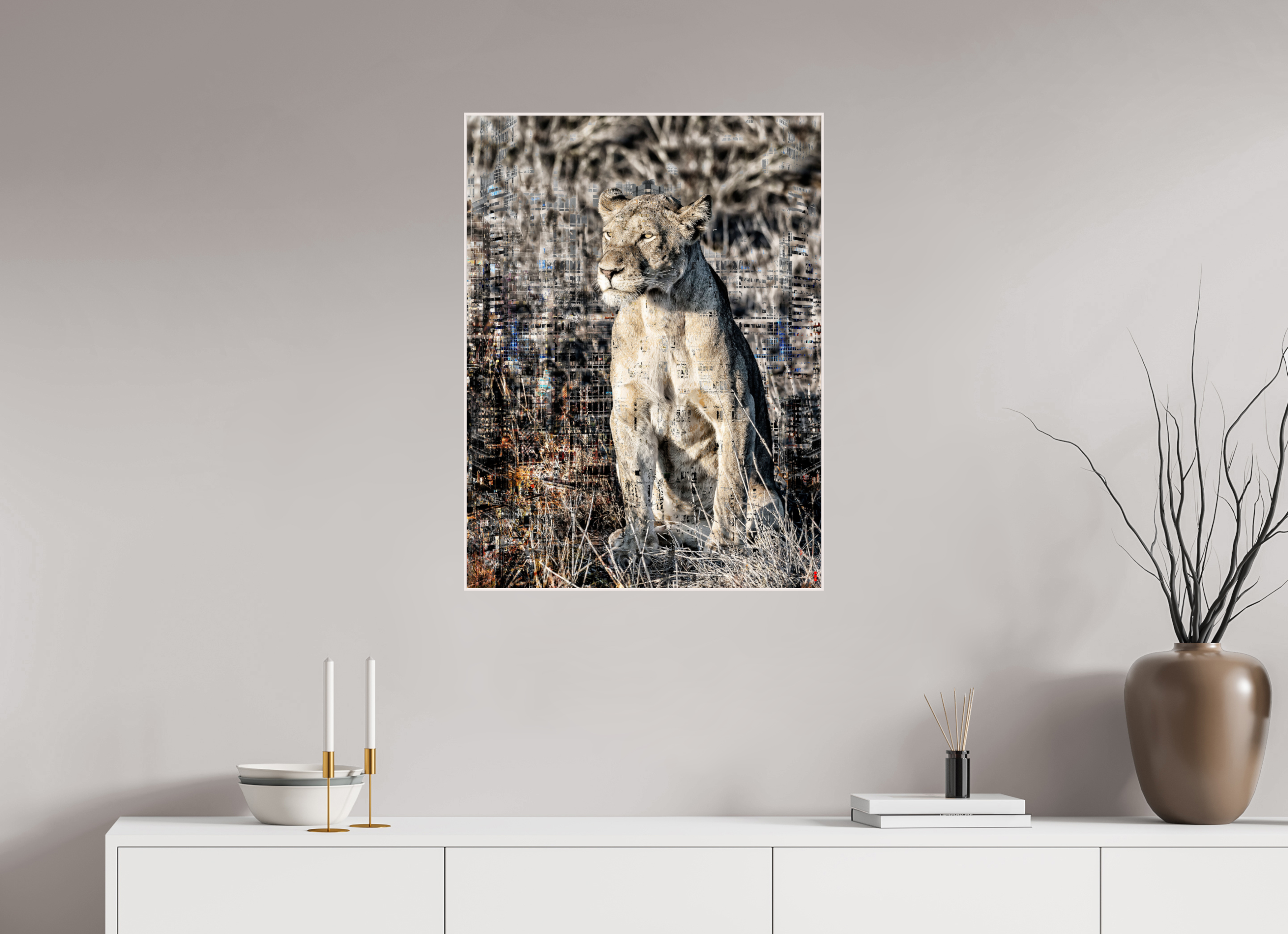 60 x 80 cm, Foto in ArtBox aus Massivholz Ahorn weiß RED³ WC Adwoa III