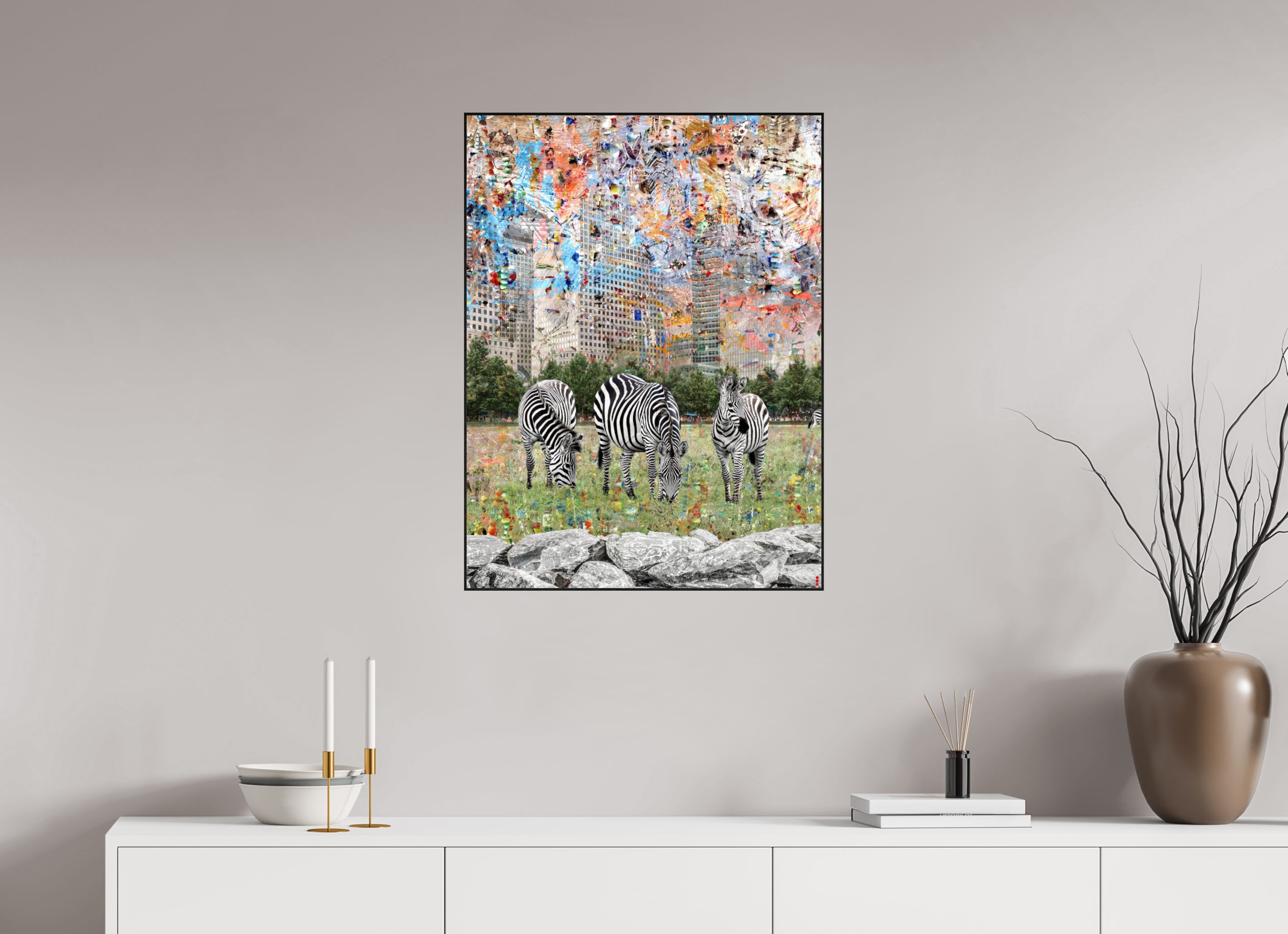 60 x 80 cm, Foto in ArtBox aus Massivholz Eiche schwarz RED³ WC Amaya III