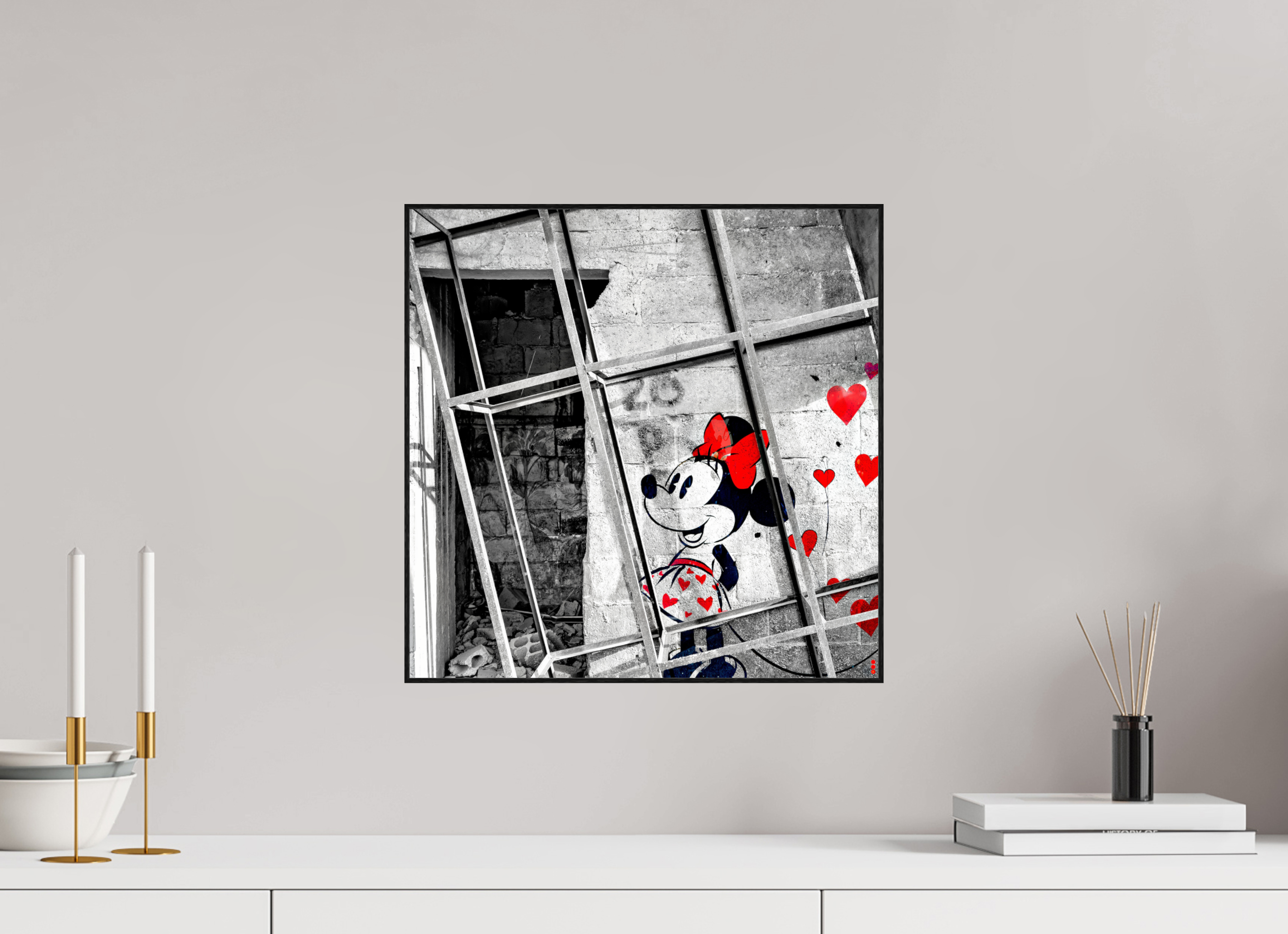 40 x 40 cm, Foto in ArtBox aus Massivholz Eiche schwarz RED³ SCSI Madiar II