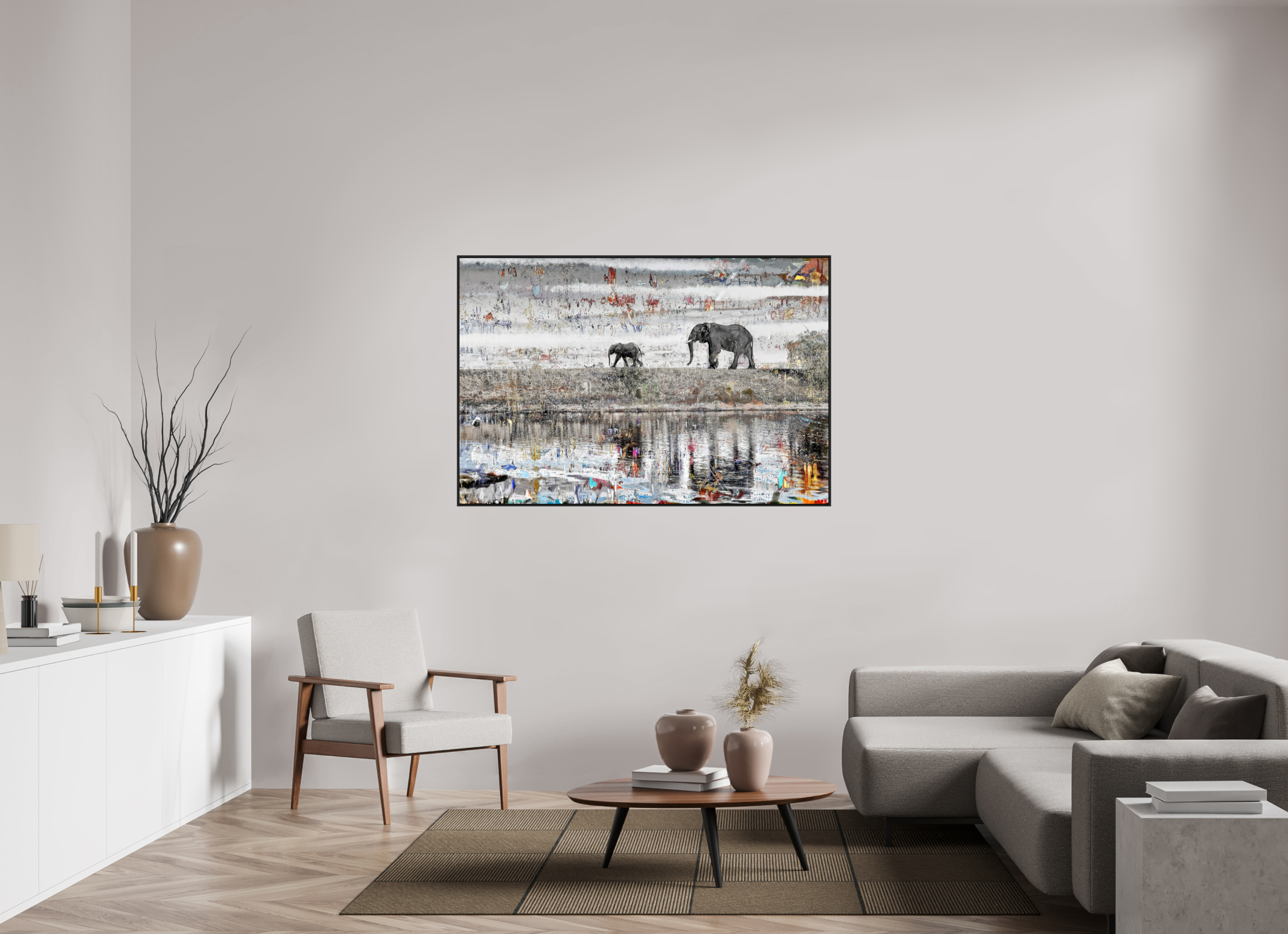 150 x 100 cm, Schattenfugen-Rahmen schwarz & 2mm Acrylglas FA WC Akuji I