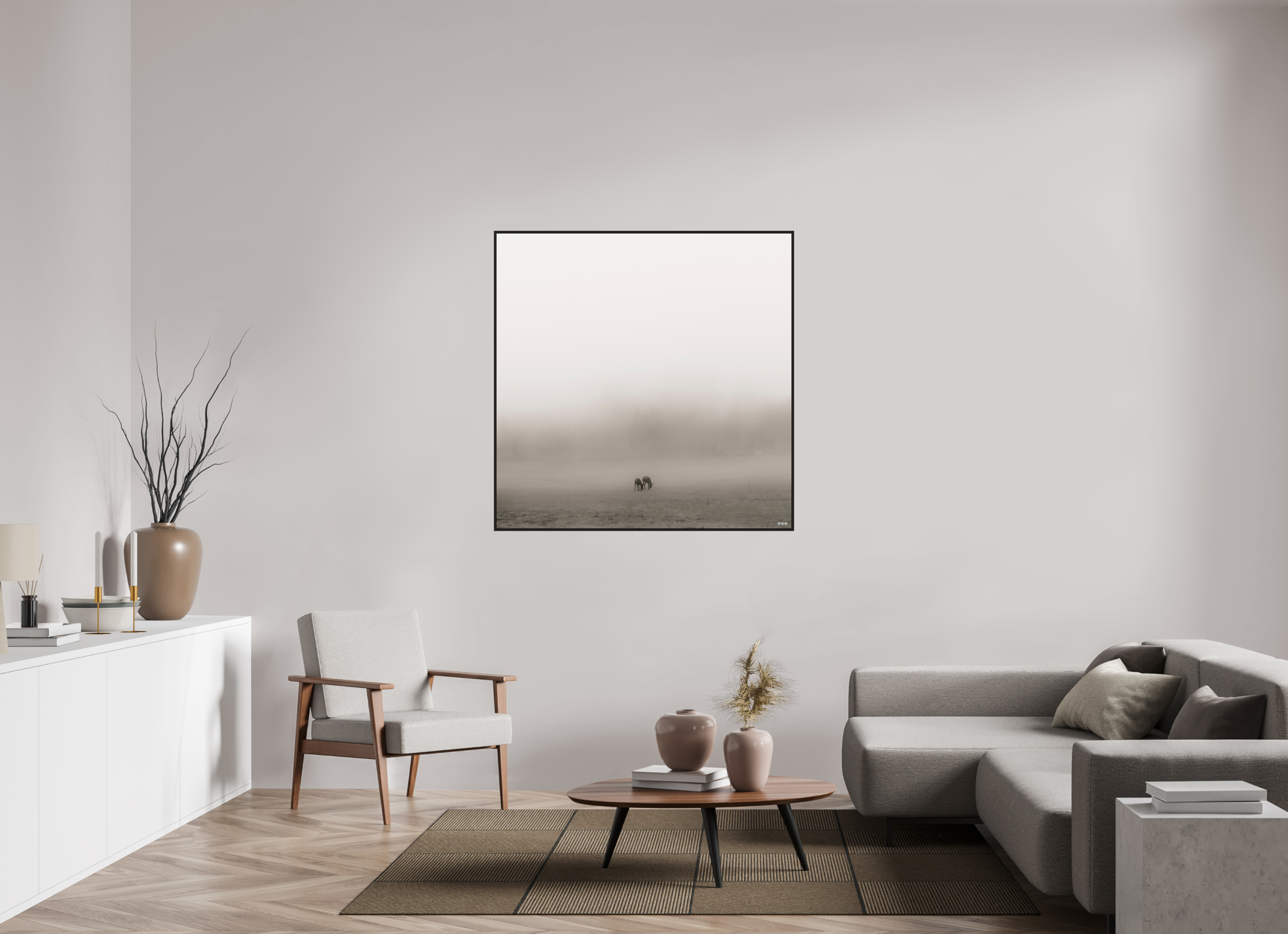 120 x 120 cm, Schattenfugen-Rahmen schwarz & 2mm Acrylglas FA PH Mamello II