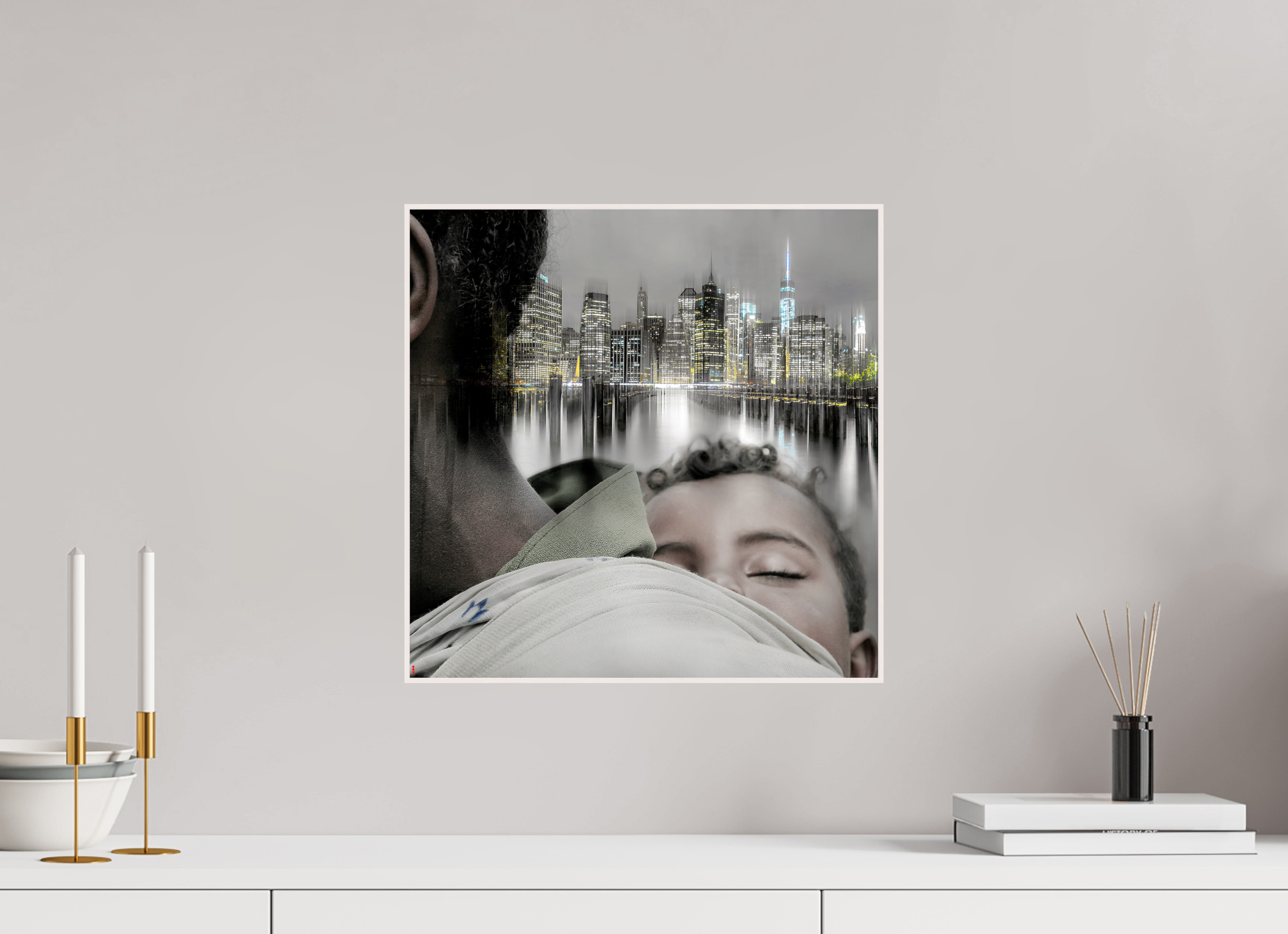 40 x 40 cm, Foto in ArtBox aus Massivholz Ahorn weiß RED³ HP Aisha II