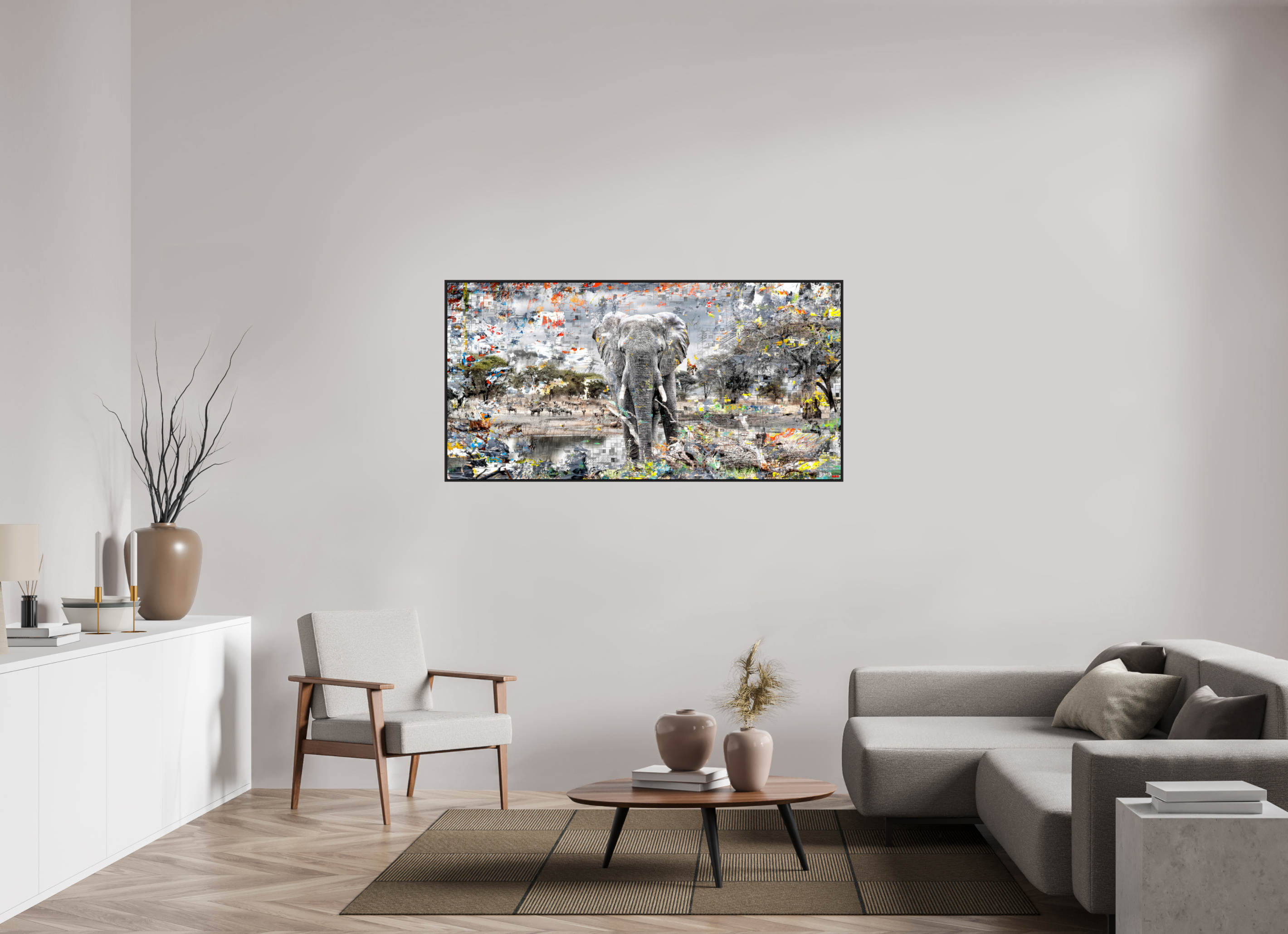 160 x 80 cm, Schattenfugen-Rahmen schwarz & 2mm Acrylglas FA WC Kajika V