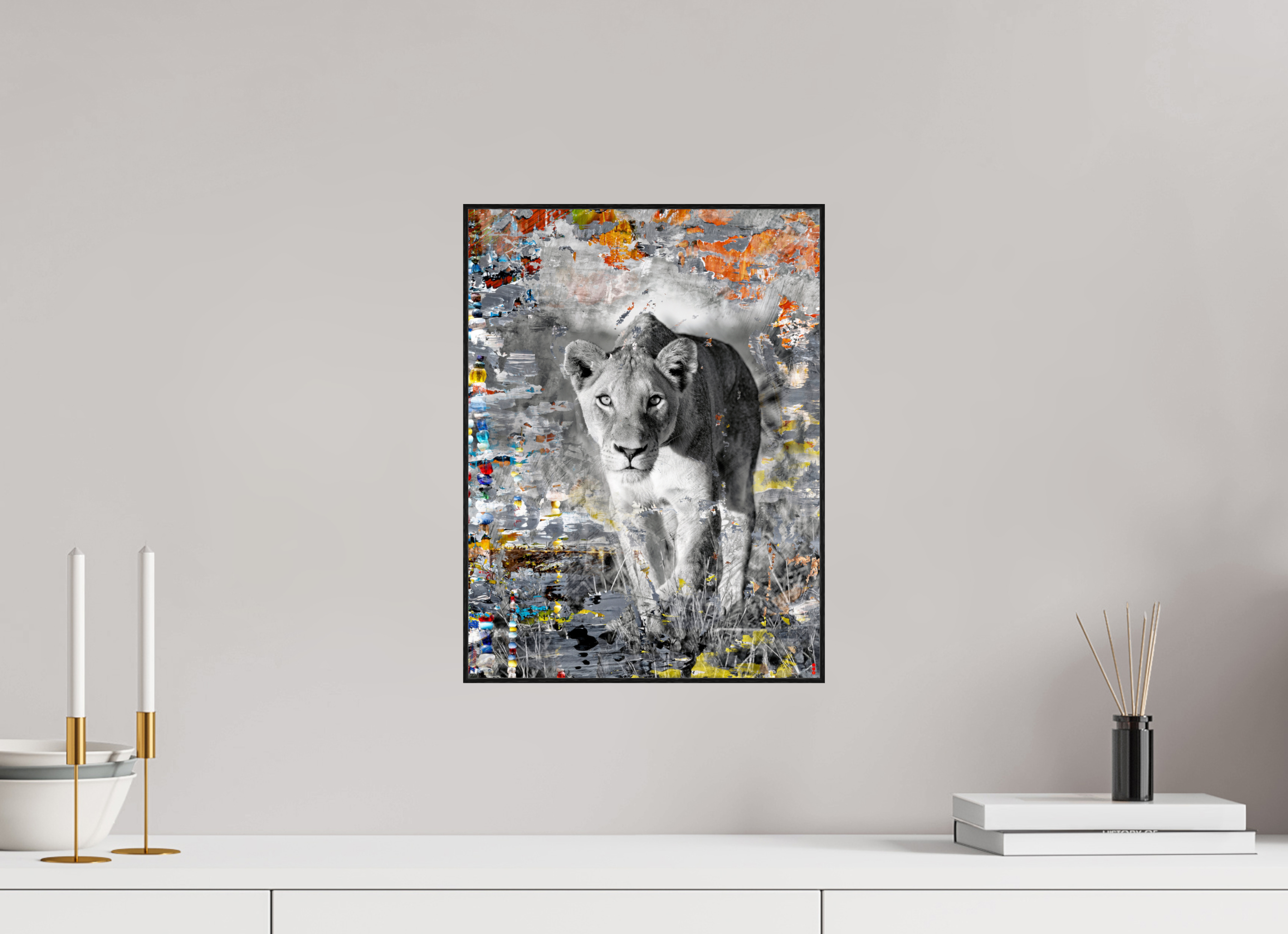 30 x 40 cm, Foto in ArtBox aus Massivholz Eiche schwarz RED³ WC Lamaya III