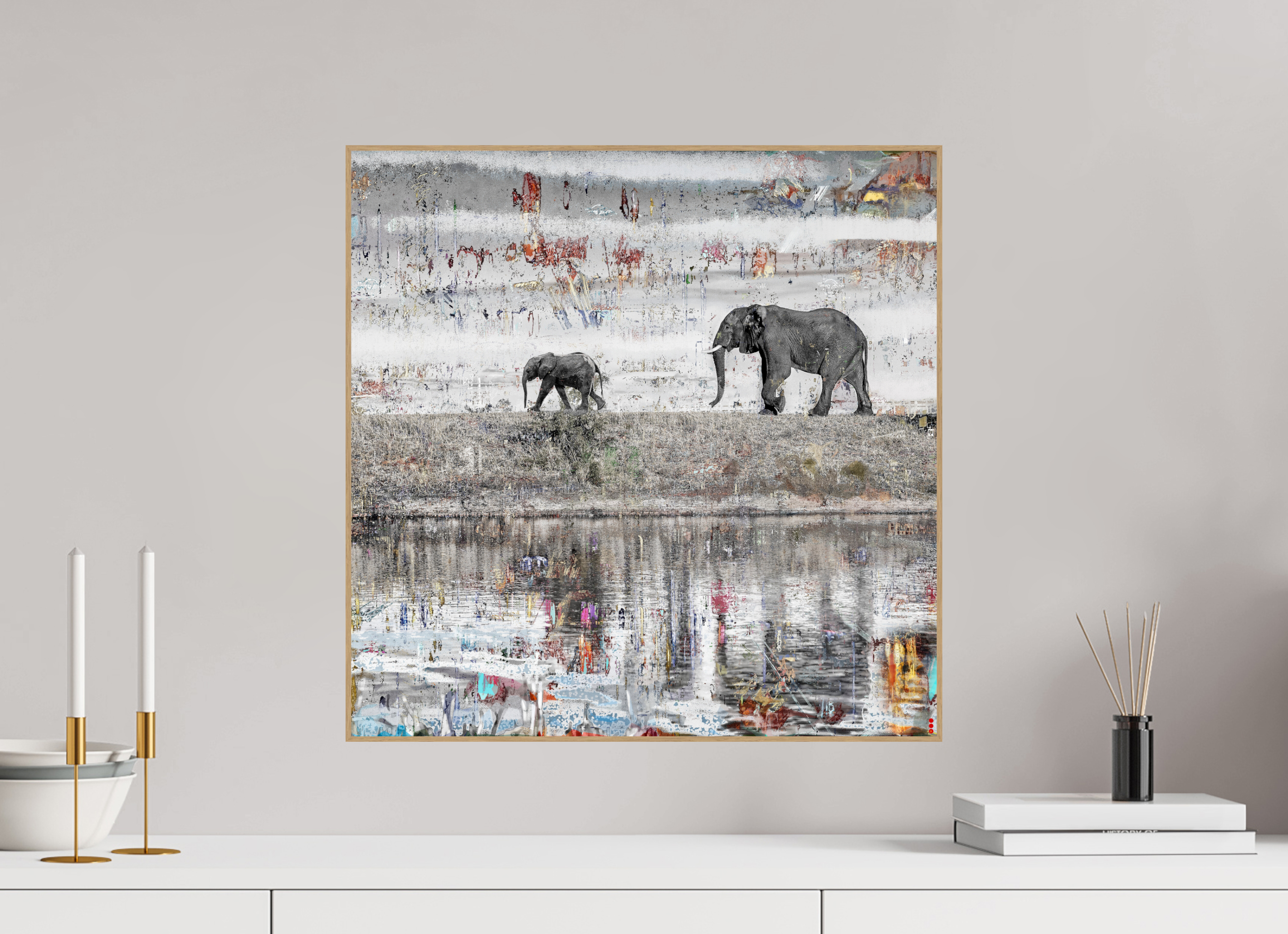 50 x 50 cm, Foto in ArtBox aus Massivholz Eiche natur RED³ WC Akuji II