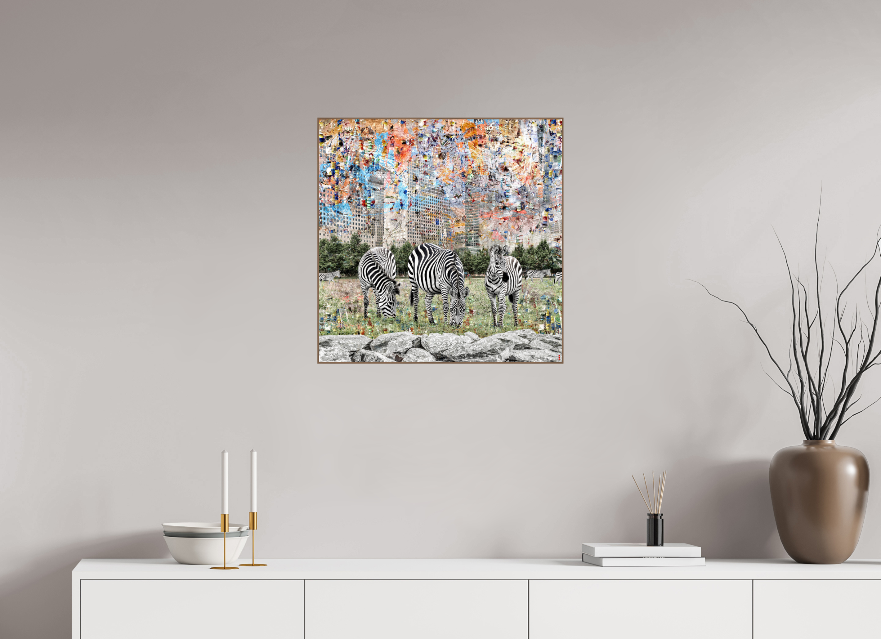 60 x 60 cm, Foto in ArtBox aus Massivholz Nussbaum RED³ WC Amaya II