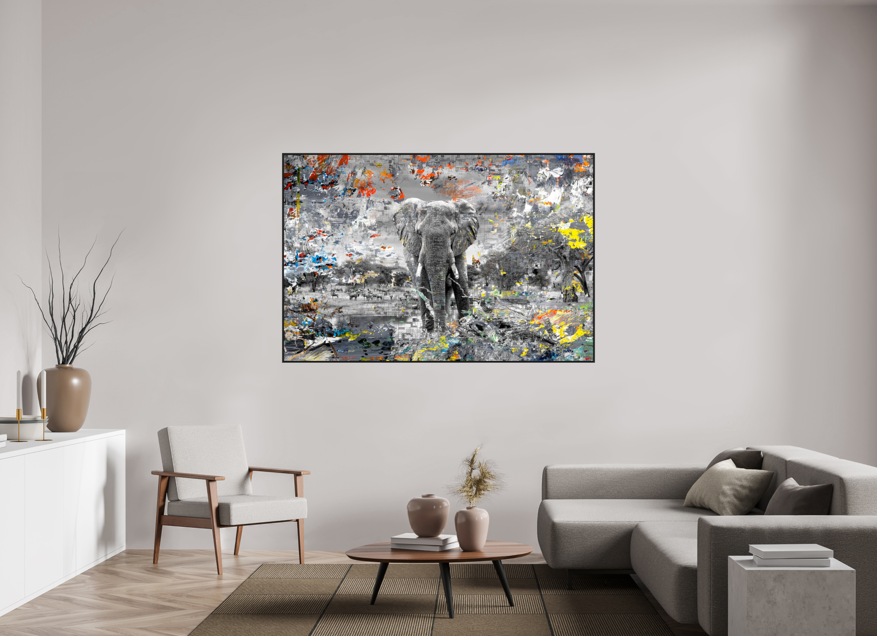 180 x 120 cm, Schattenfugen-Rahmen schwarz & 2mm Acrylglas FA WC Kajika I