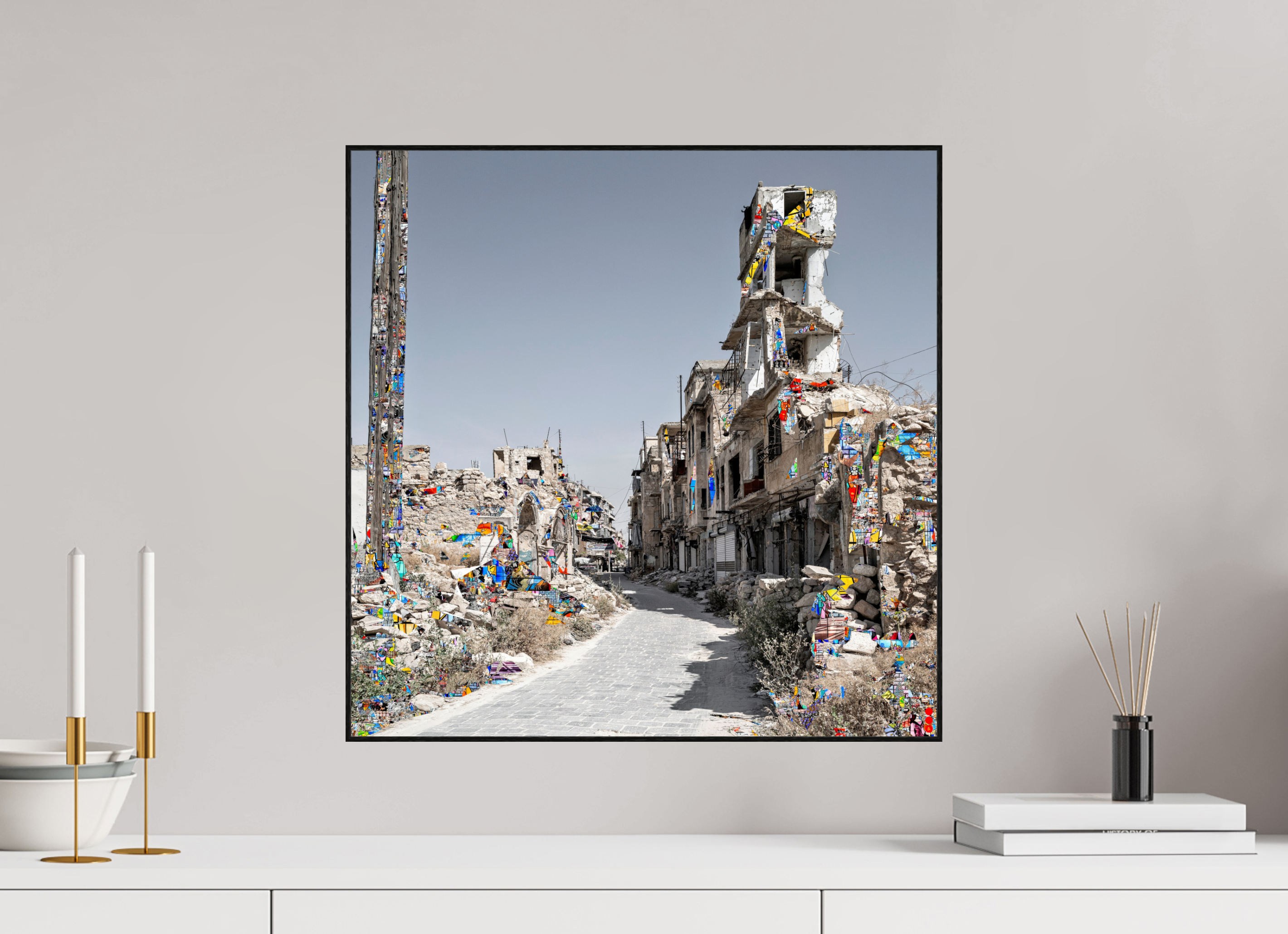 50 x 50 cm, Foto in ArtBox aus Massivholz Eiche schwarz RED³ SCSI Madiha II