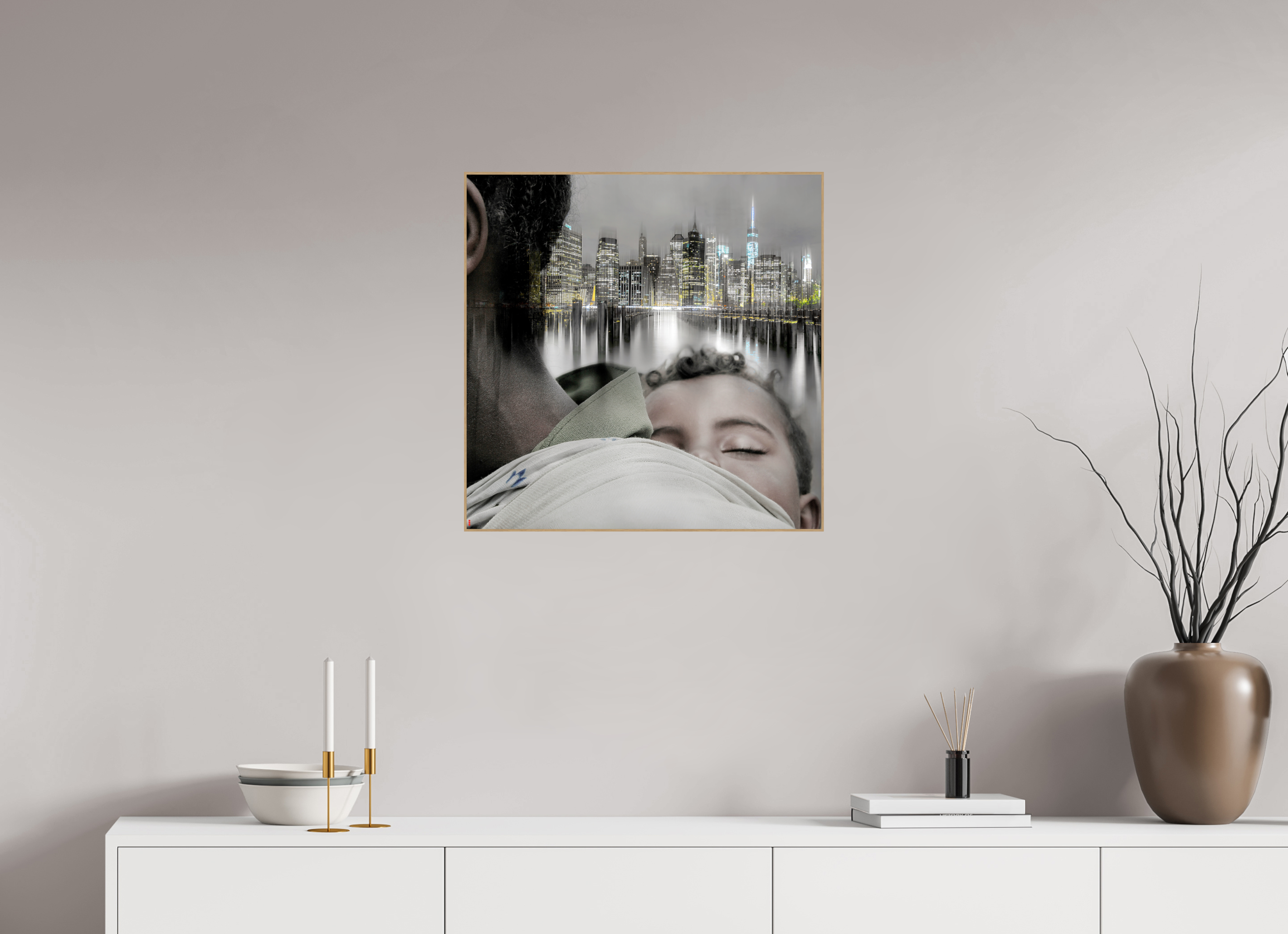 60 x 60 cm, Foto in ArtBox aus Massivholz Eiche natur RED³ HP Aisha II