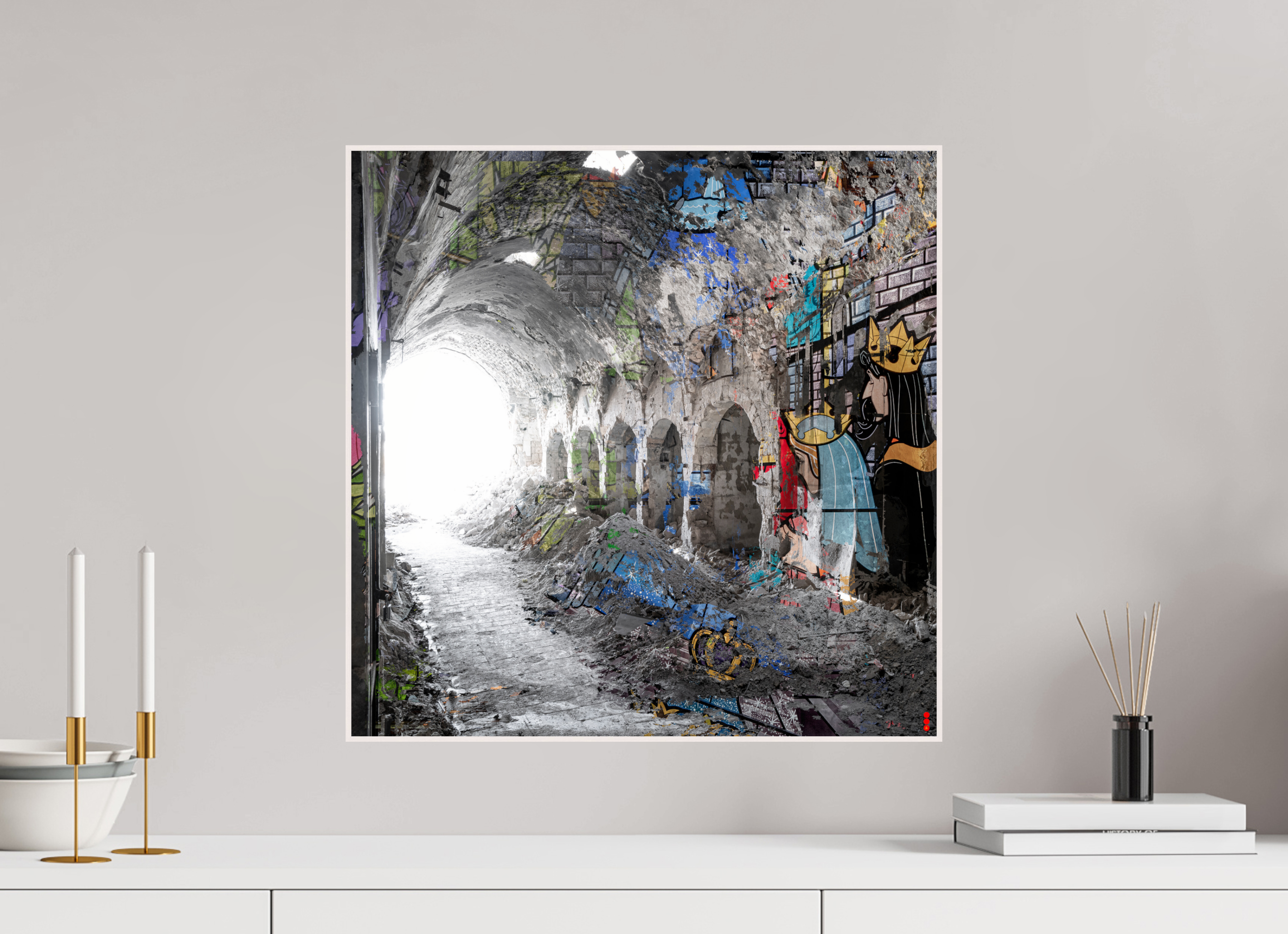 50 x 50 cm, Foto in ArtBox aus Massivholz Ahorn weiß RED³ SCSI Maysa II