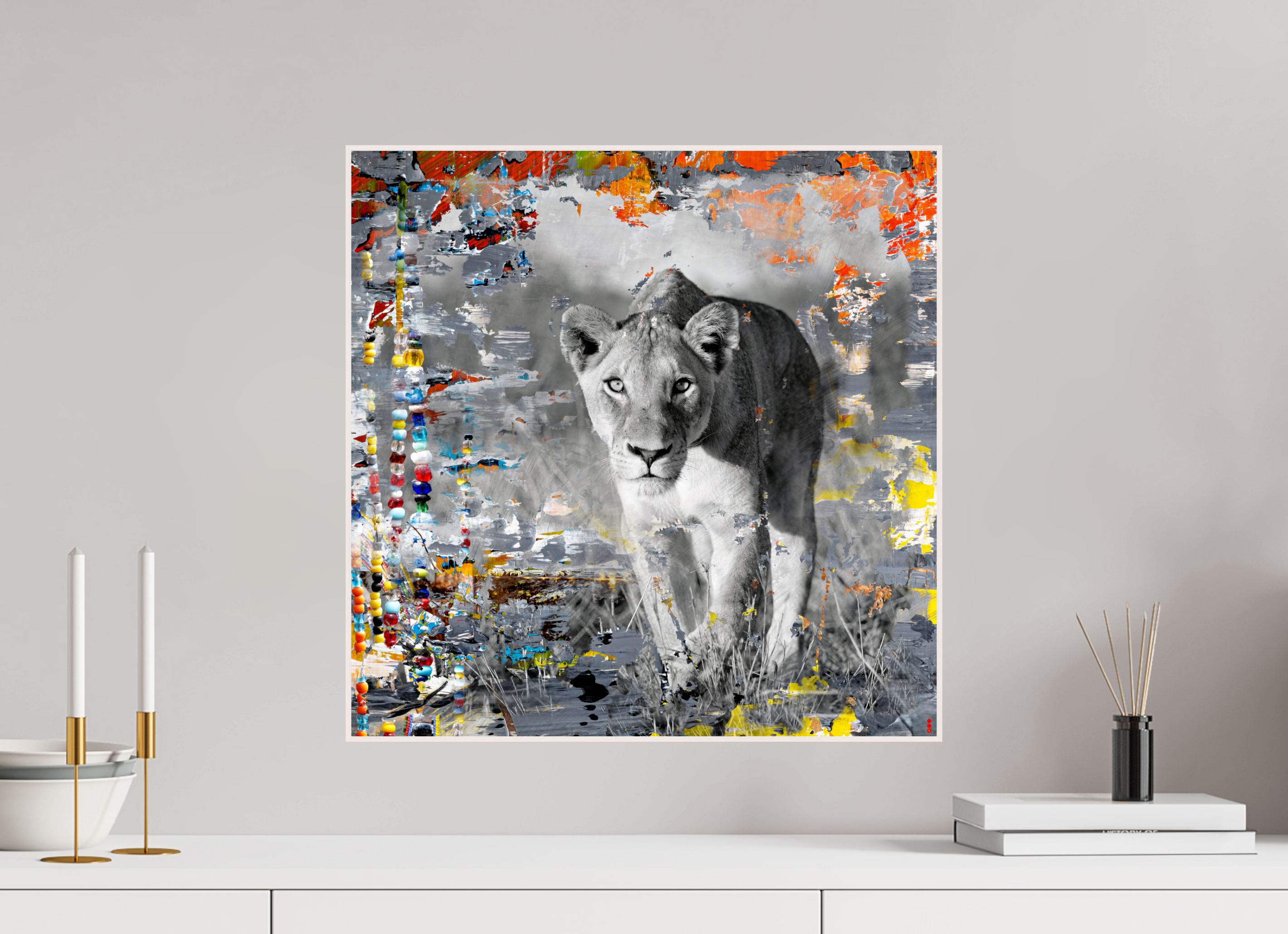 50 x 50 cm, Foto in ArtBox aus Massivholz Ahorn weiß RED³ WC Lamaya II