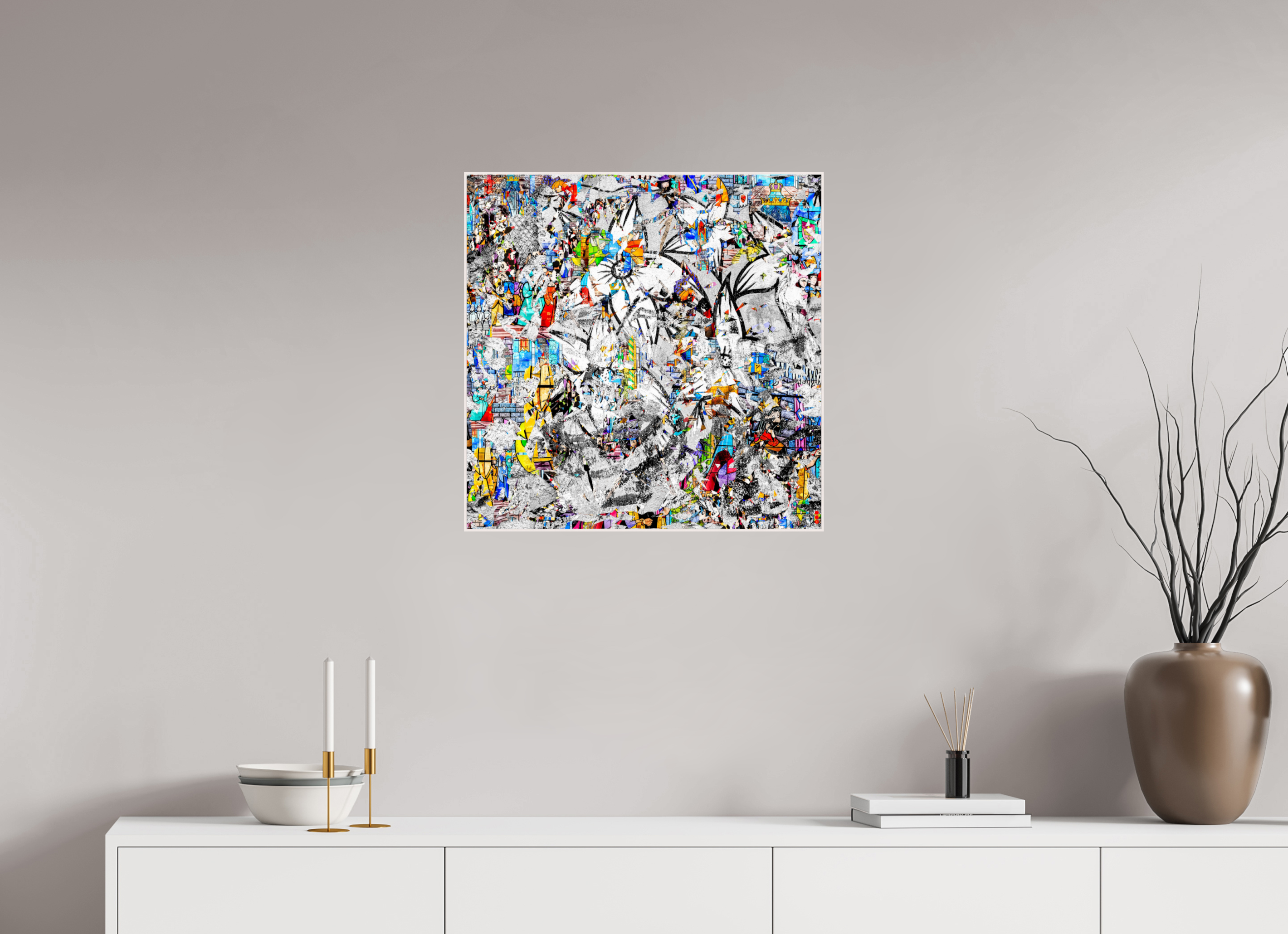 60 x 60 cm, Foto in ArtBox aus Massivholz Ahorn weiß RED³ SCSI Miraaj II