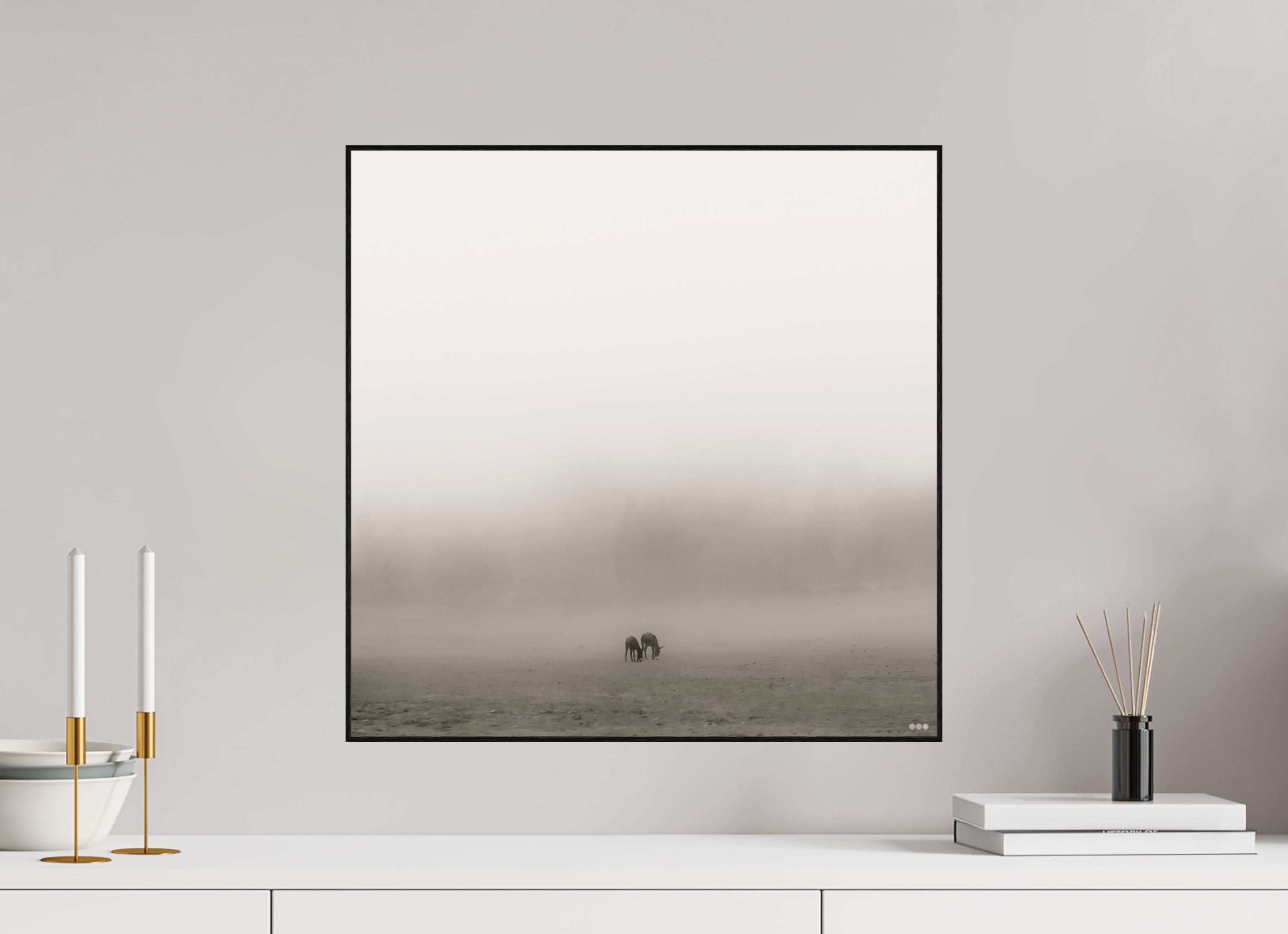 50 x 50 cm, Foto in ArtBox aus Massivholz Eiche schwarz RED³ PH Mamello II