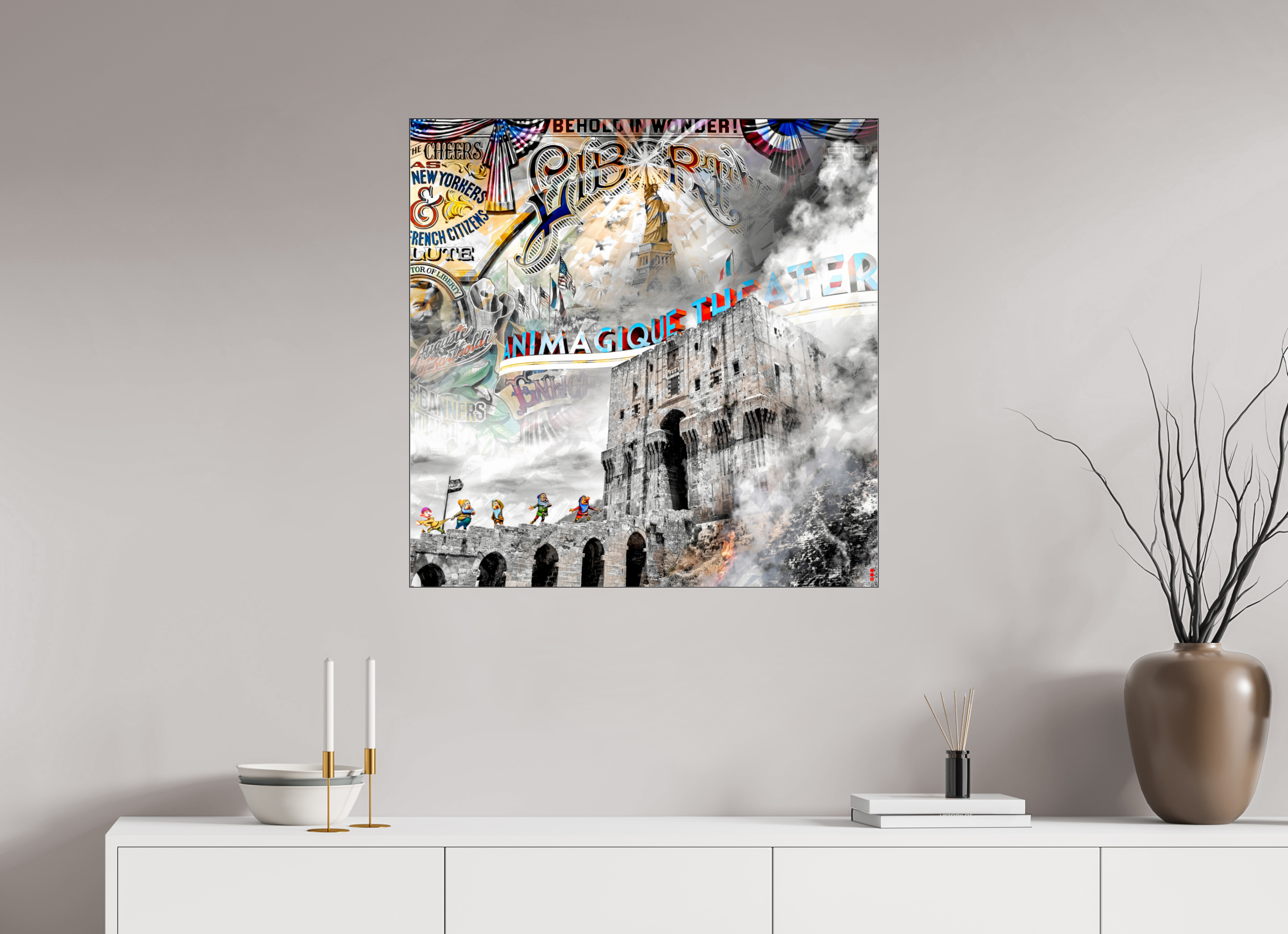 80 x 80 cm, Slimline Einfassung schwarz unter 2mm Acrylglas FA SCSI Mumtaz II