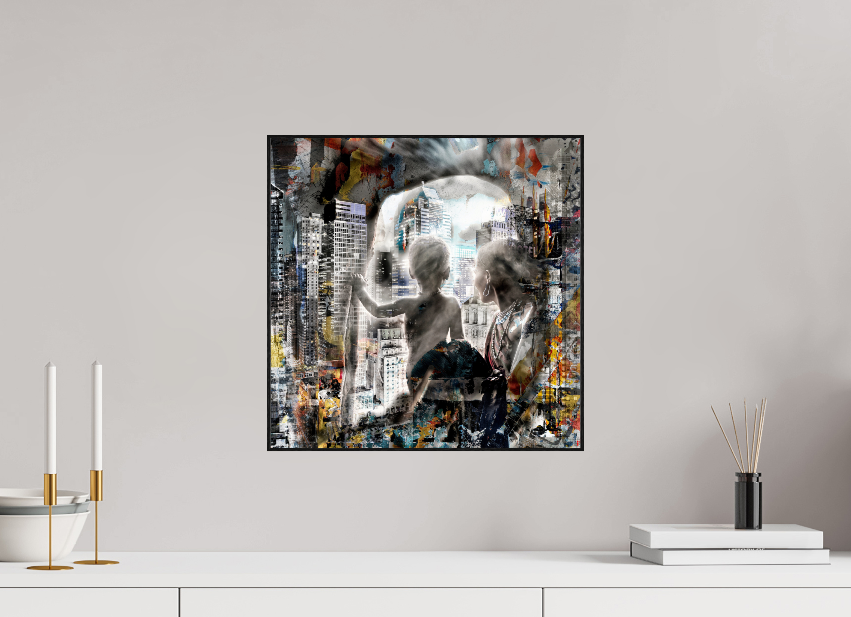 40 x 40 cm, Foto in ArtBox aus Massivholz Eiche schwarz RED³ HP Sukama II