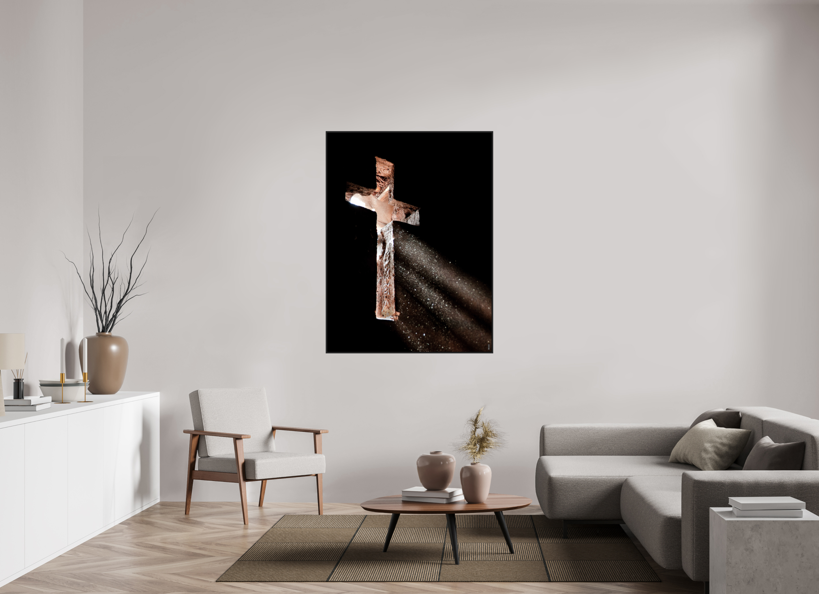 105 x 140 cm, Schattenfugen-Rahmen schwarz & 2mm Acrylglas FA PH Moyale III