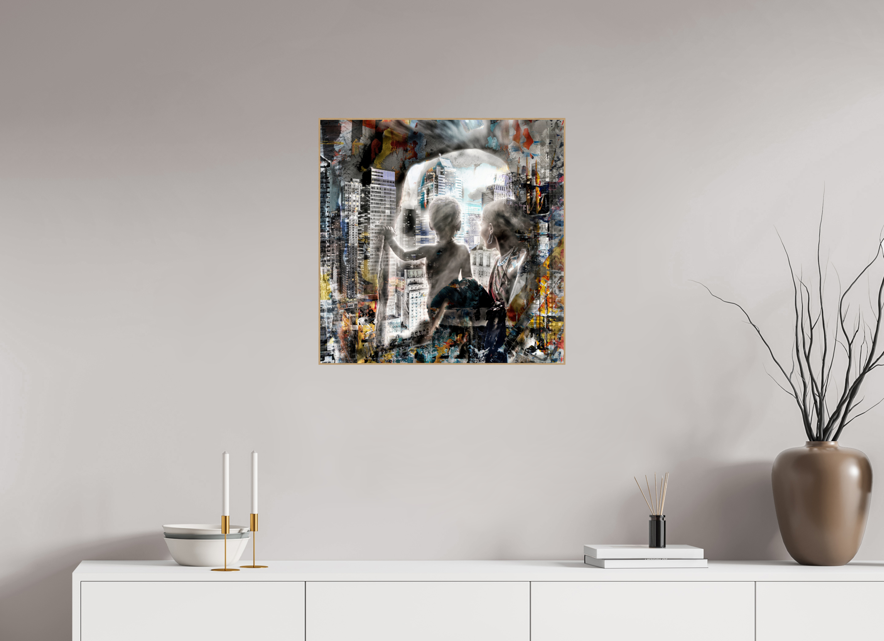 60 x 60 cm, Foto in ArtBox aus Massivholz Eiche natur RED³ HP Sukama II