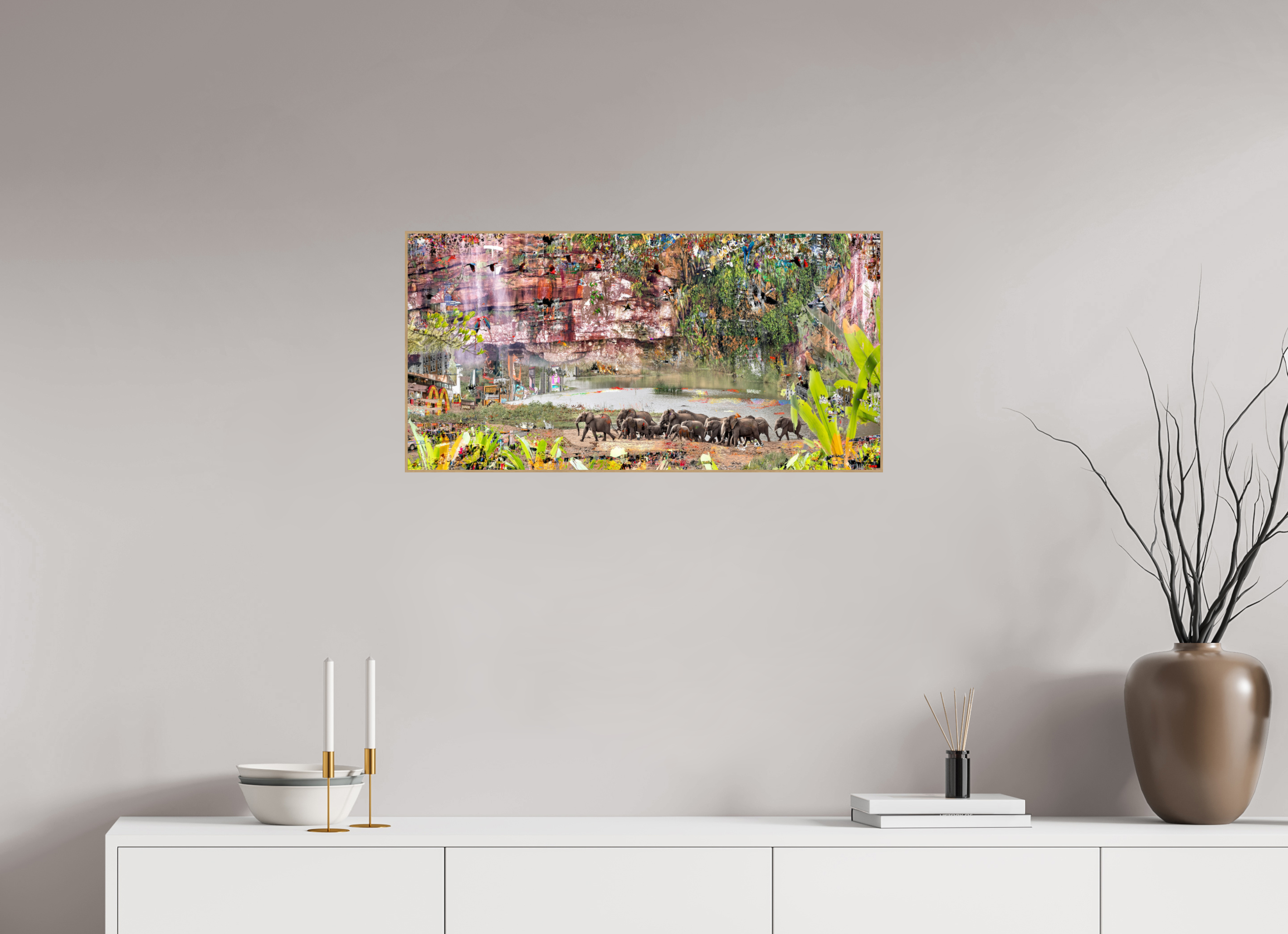 80 x 40 cm, Foto in ArtBox aus Massivholz Eiche natur RED³ WC Valdeci V