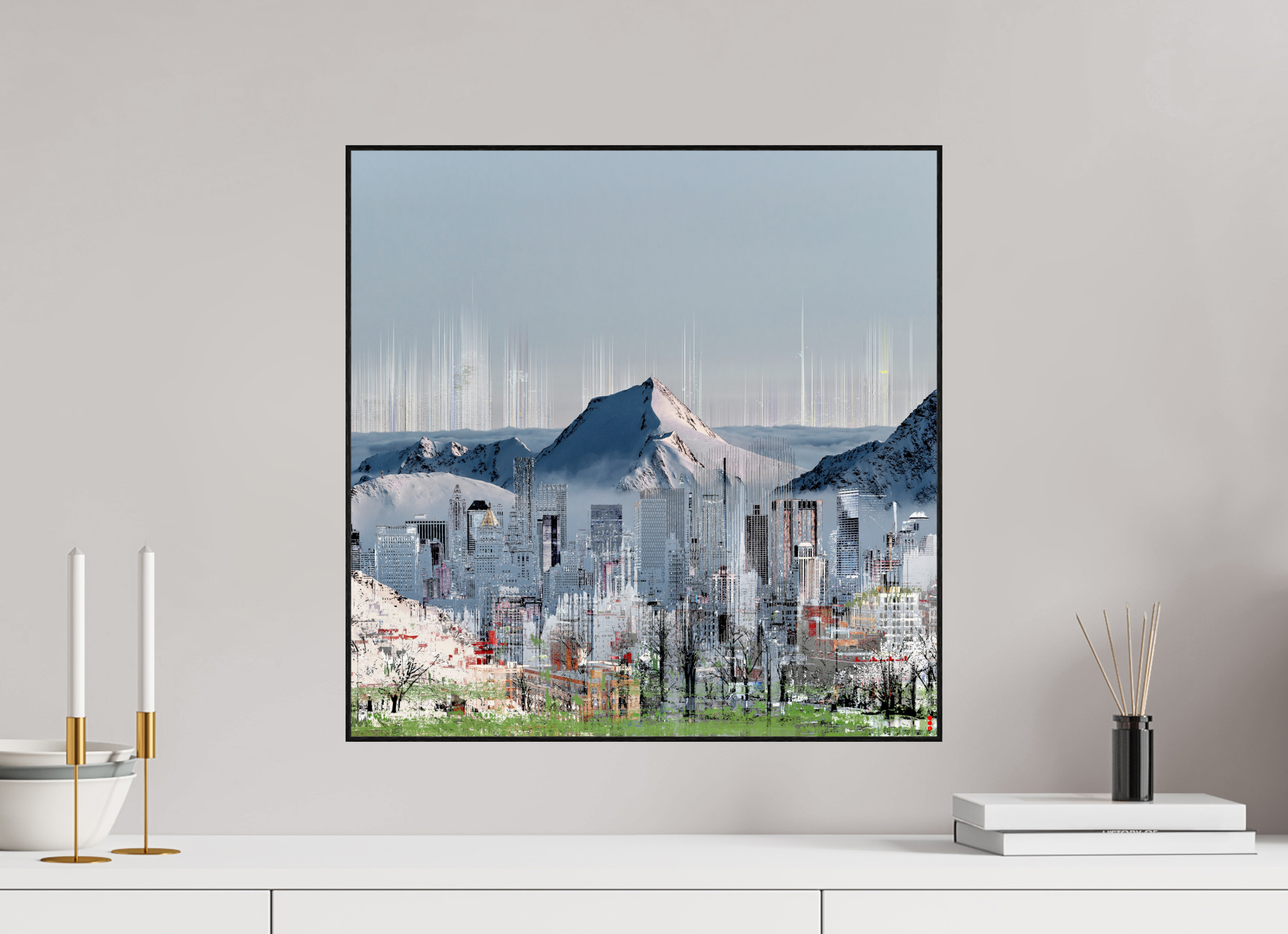 50 x 50 cm, Foto in ArtBox aus Massivholz Eiche schwarz RED³ HP Mafuane II