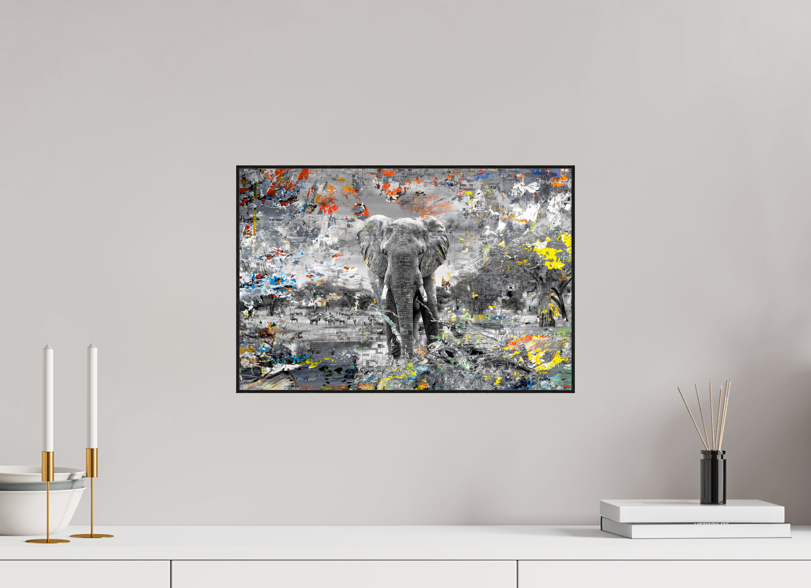 45 x 30 cm, Foto in ArtBox aus Massivholz Eiche schwarz RED³ WC Kajika I