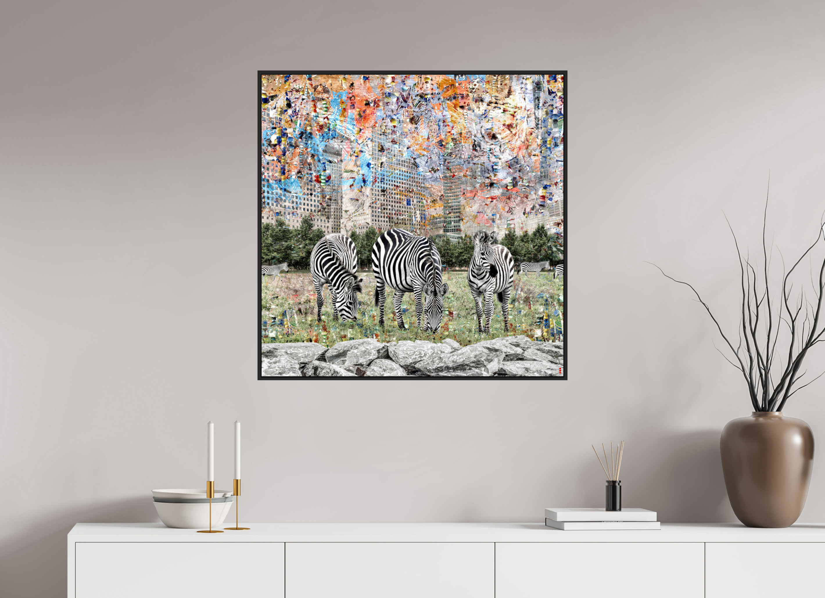 80 x 80 cm, Schattenfugen-Rahmen schwarz & 2mm Acrylglas FA WC Amaya II