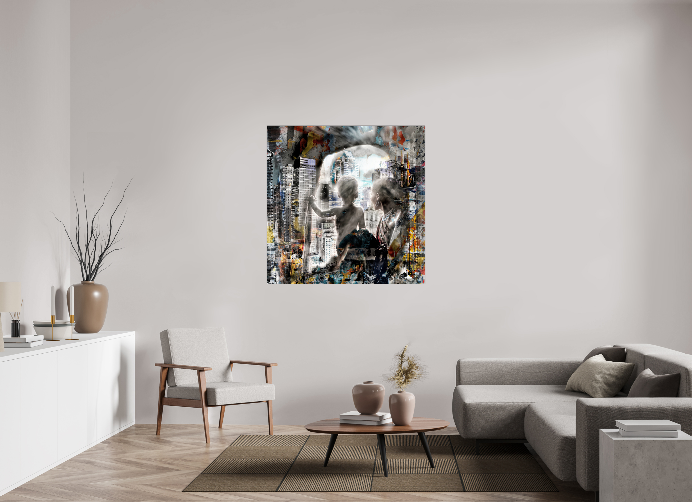 120 x 120 cm, Slimline Einfassung schwarz unter 2mm Acrylglas FA HP Sukama II