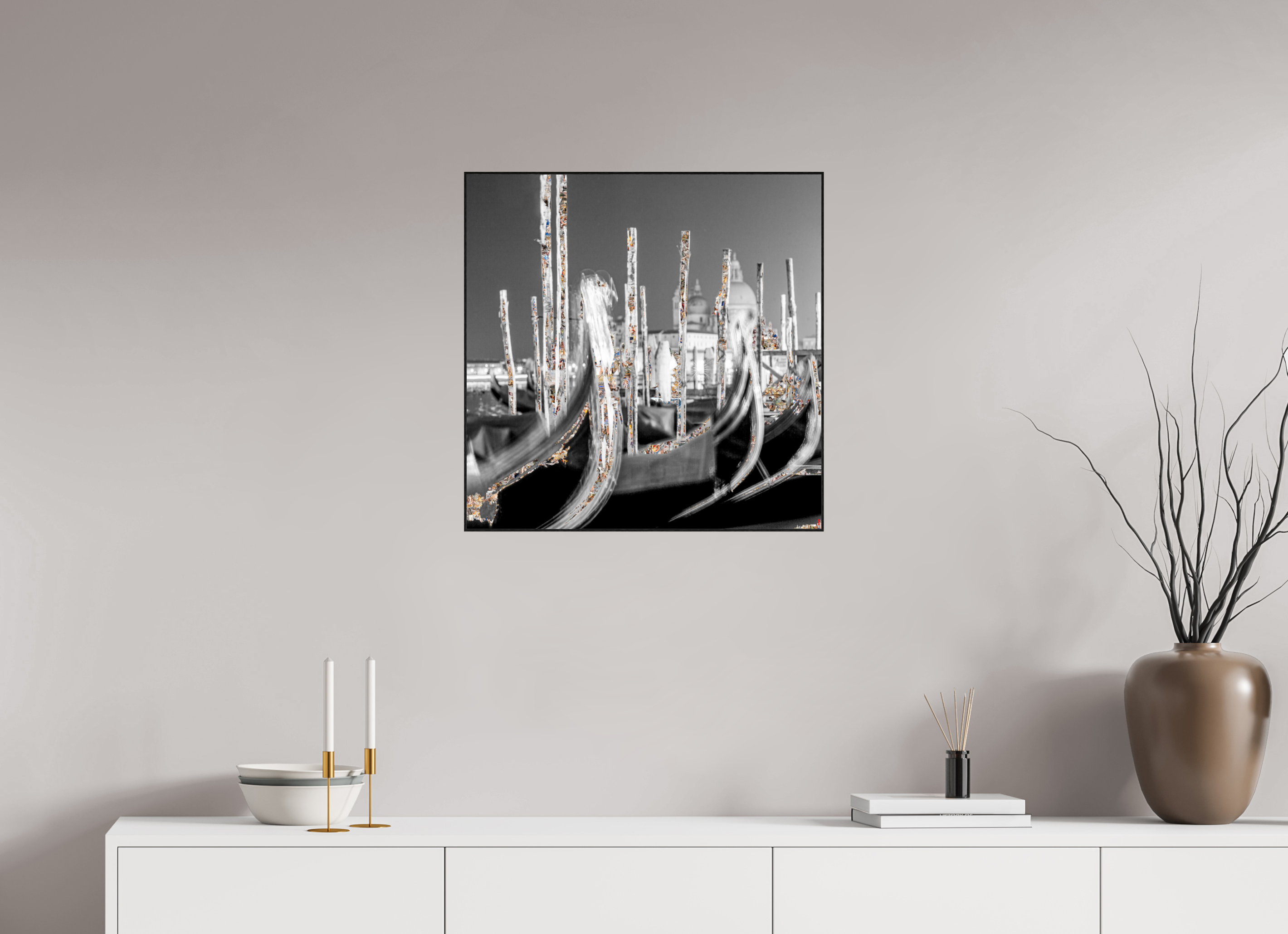 60 x 60 cm, Foto in ArtBox aus Massivholz Eiche schwarz RED³ HP Alina II