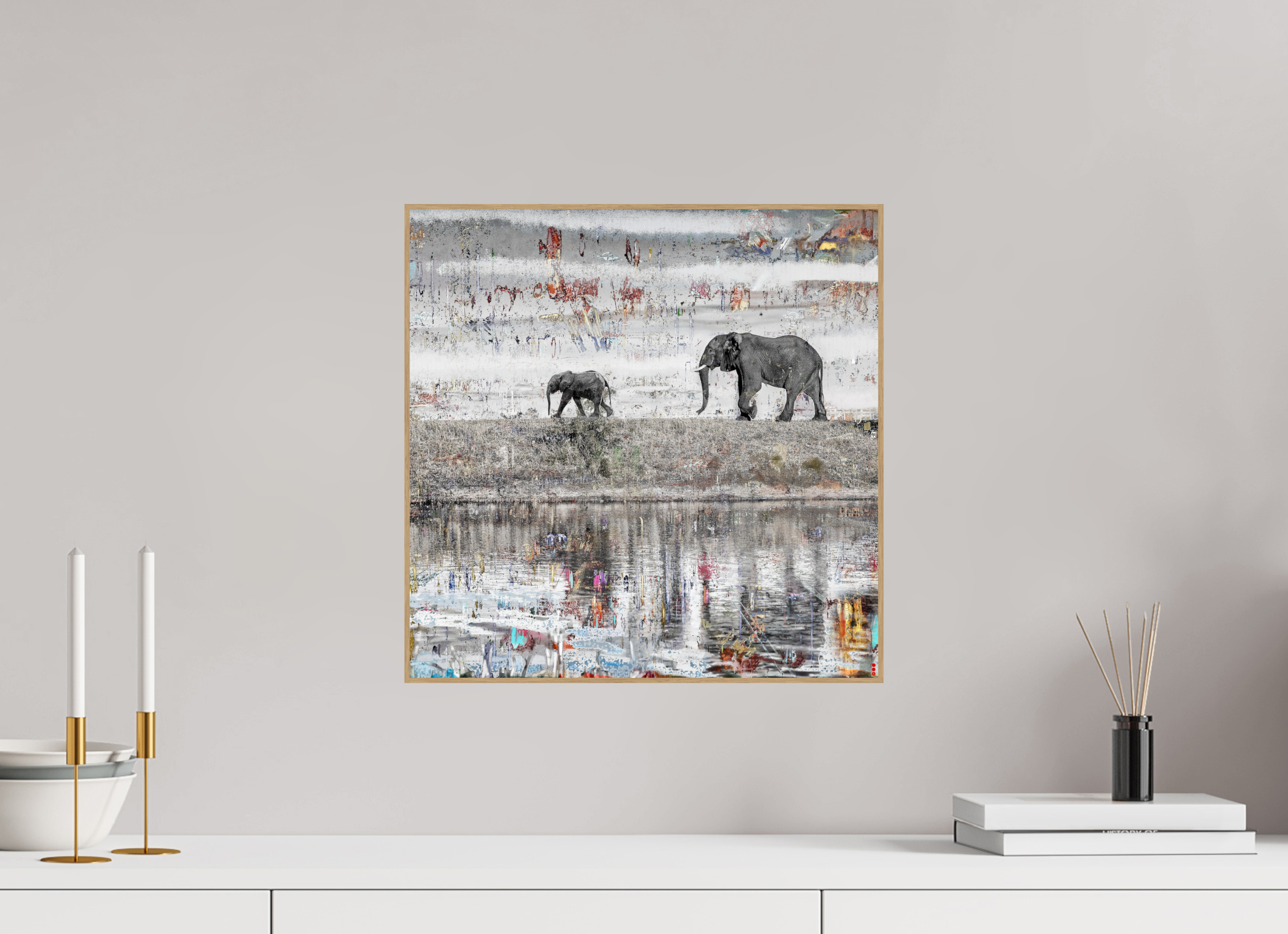 40 x 40 cm, Foto in ArtBox aus Massivholz Eiche natur RED³ WC Akuji II