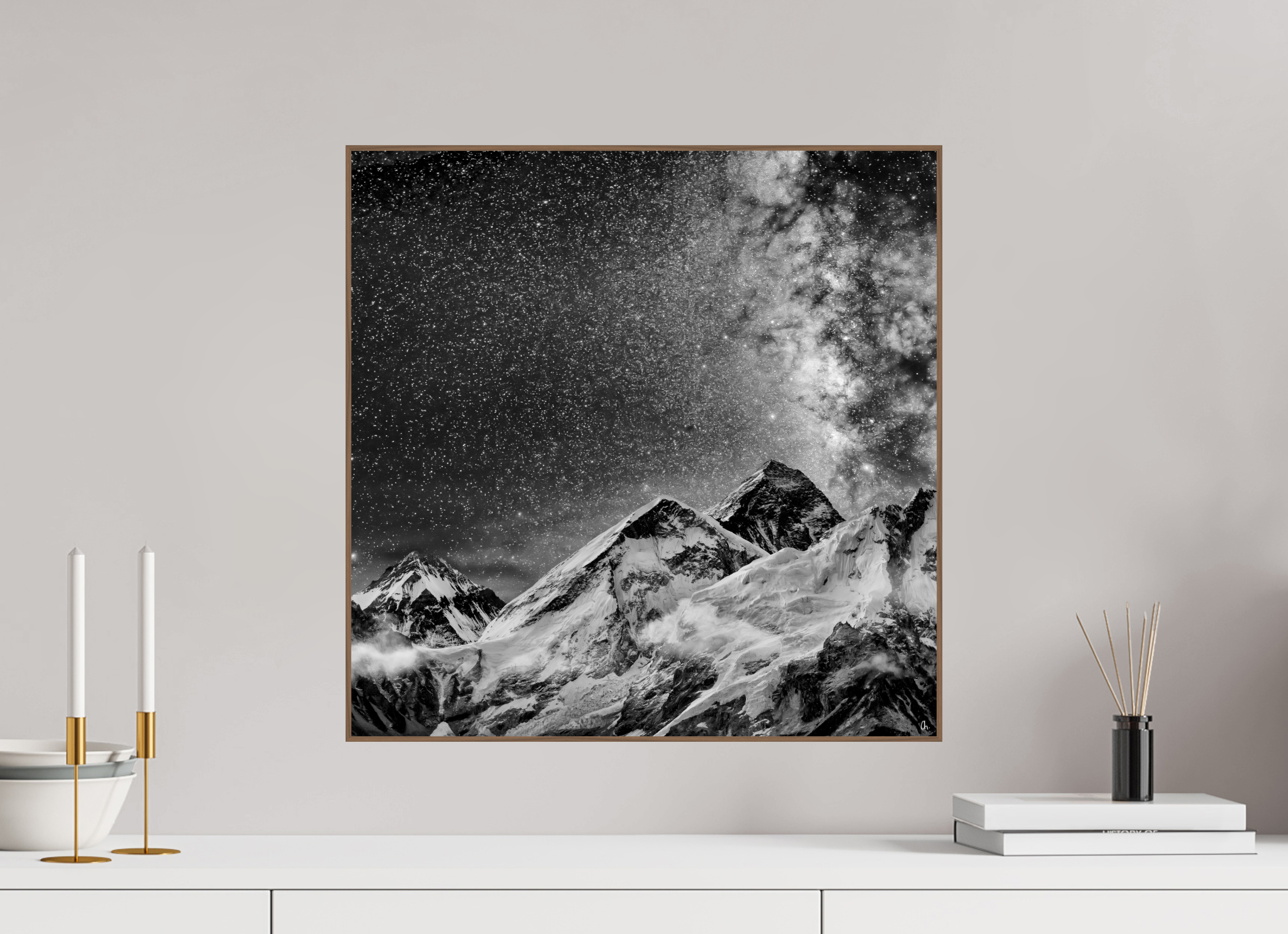 50 x 50 cm, Foto in ArtBox aus Massivholz Nussbaum RED³ Sopan II