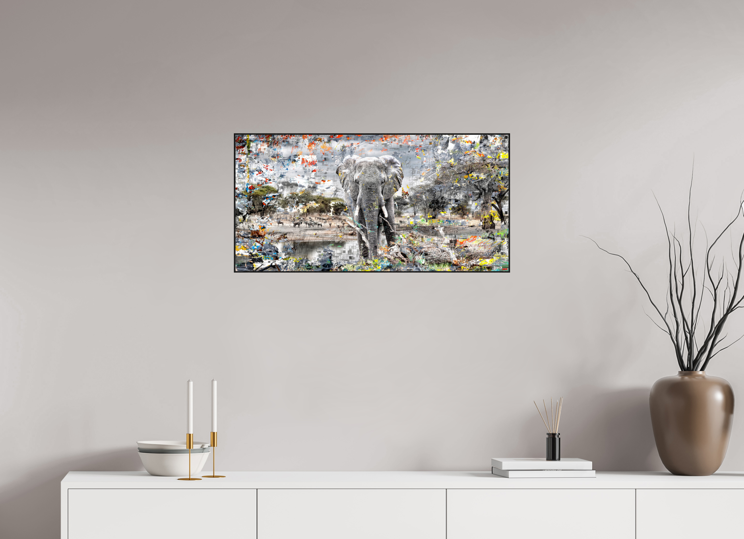 80 x 40 cm, Foto in ArtBox aus Massivholz Eiche schwarz RED³ WC Kajika V