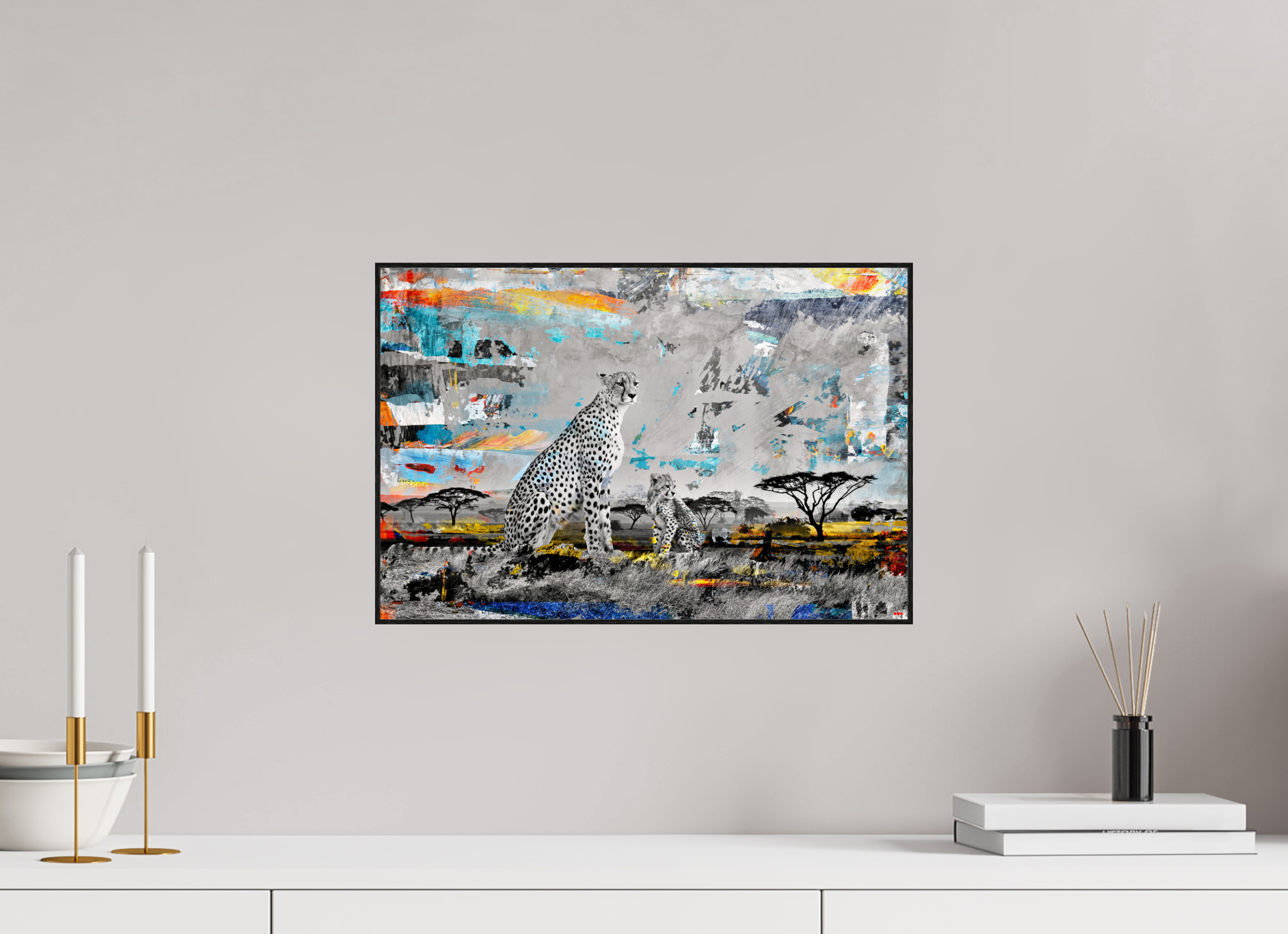 45 x 30 cm, Foto in ArtBox aus Massivholz Eiche schwarz RED³ WC Ladebayo I