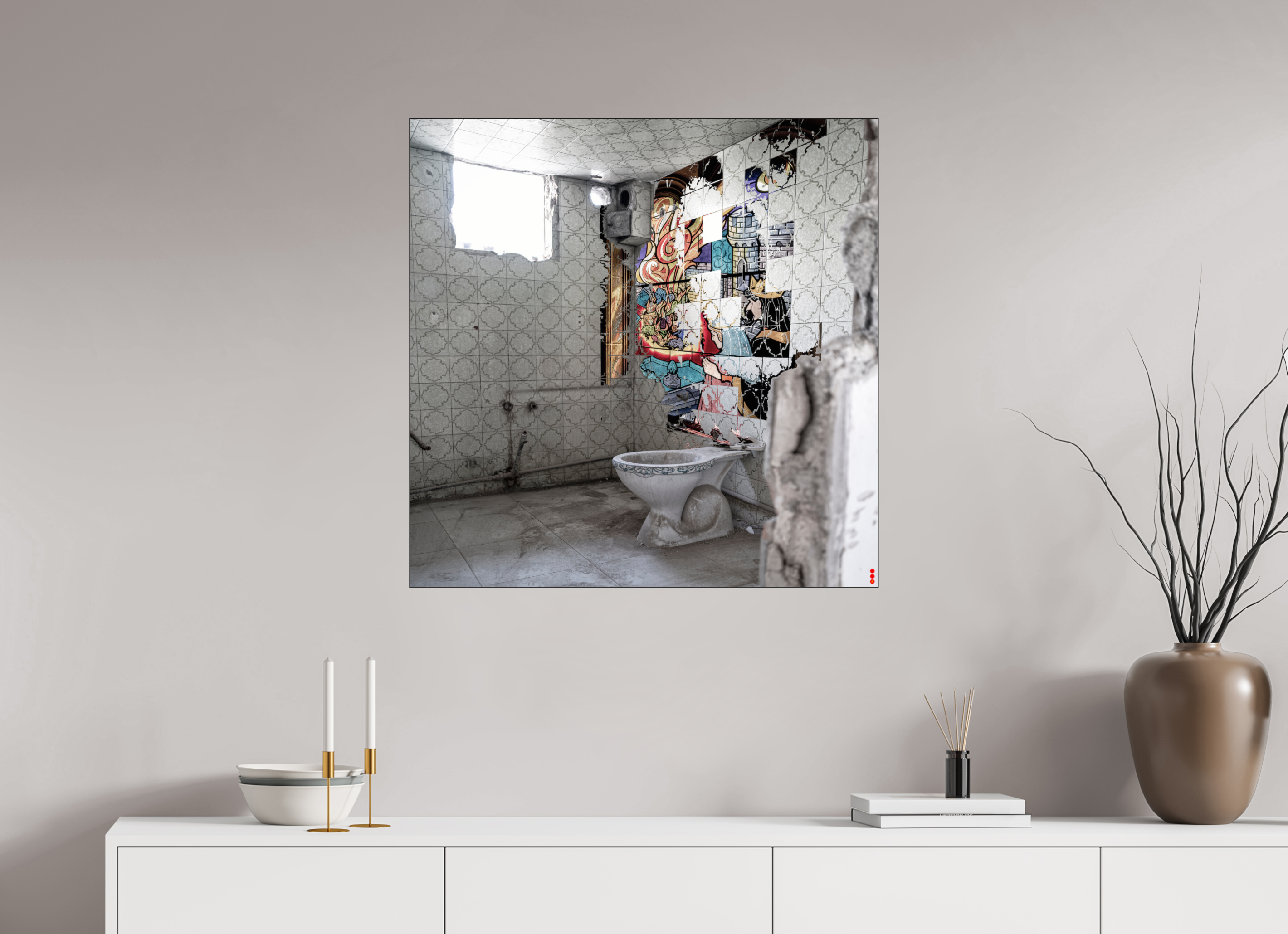 80 x 80 cm, Slimline Einfassung schwarz unter 2mm Acrylglas FA SCSI Masirah II