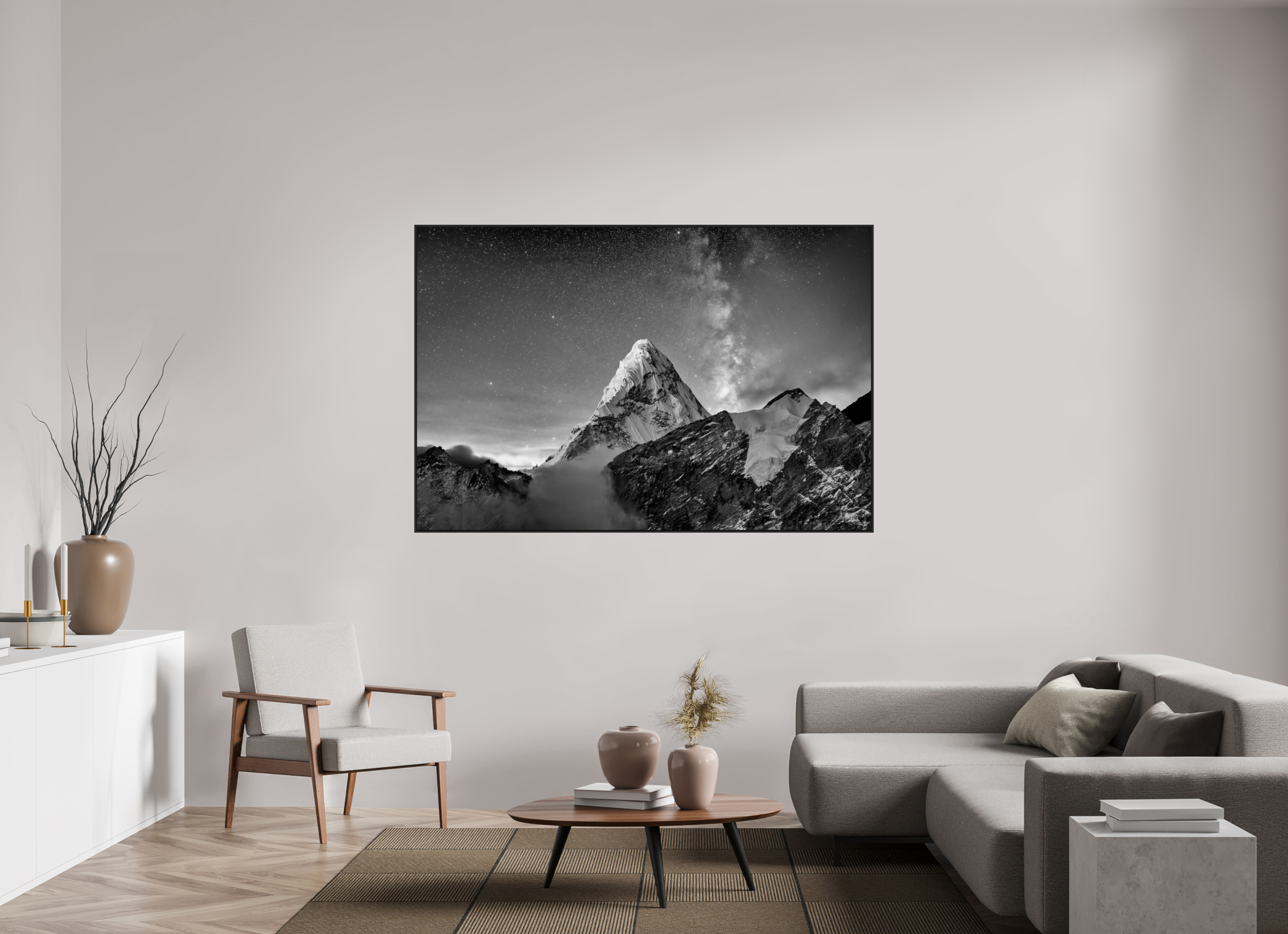 180 x 120 cm, Schattenfugen-Rahmen schwarz & 2mm Acrylglas FA PH Sujata I