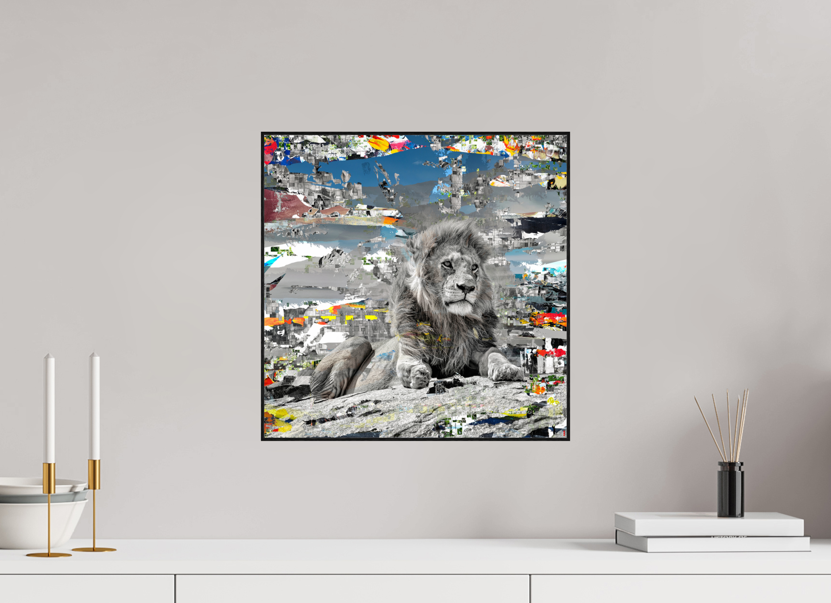 40 x 40 cm, Foto in ArtBox aus Massivholz Eiche schwarz RED³ WC Jabari II