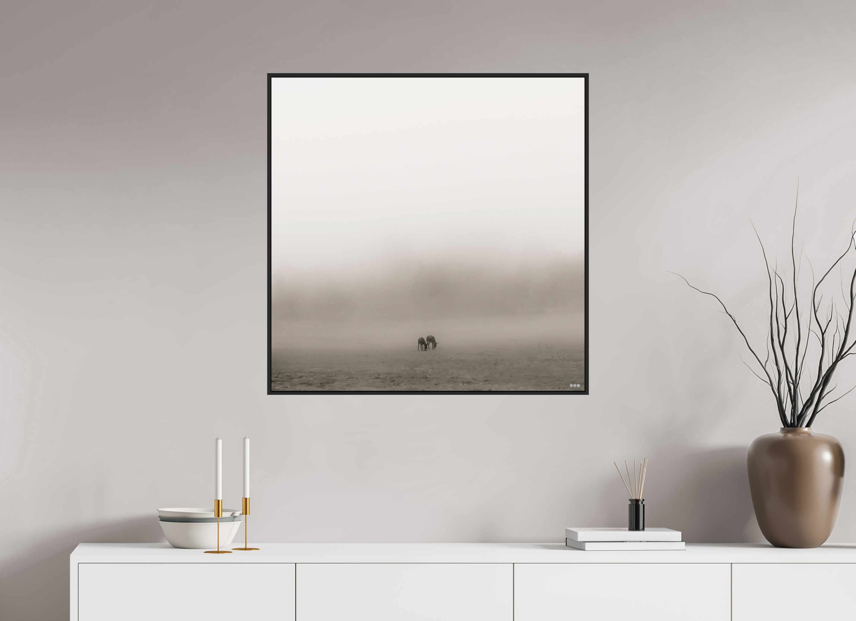 80 x 80 cm, Schattenfugen-Rahmen schwarz & 2mm Acrylglas FA PH Mamello II